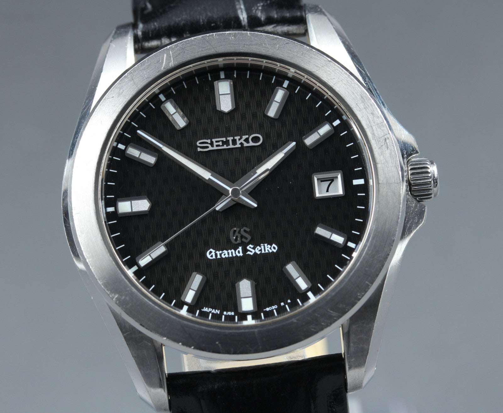 [Exc+5] Grand SEIKO GS 8J56-8020 SBGF021 Black Date Men's Quartz Watch JAPAN