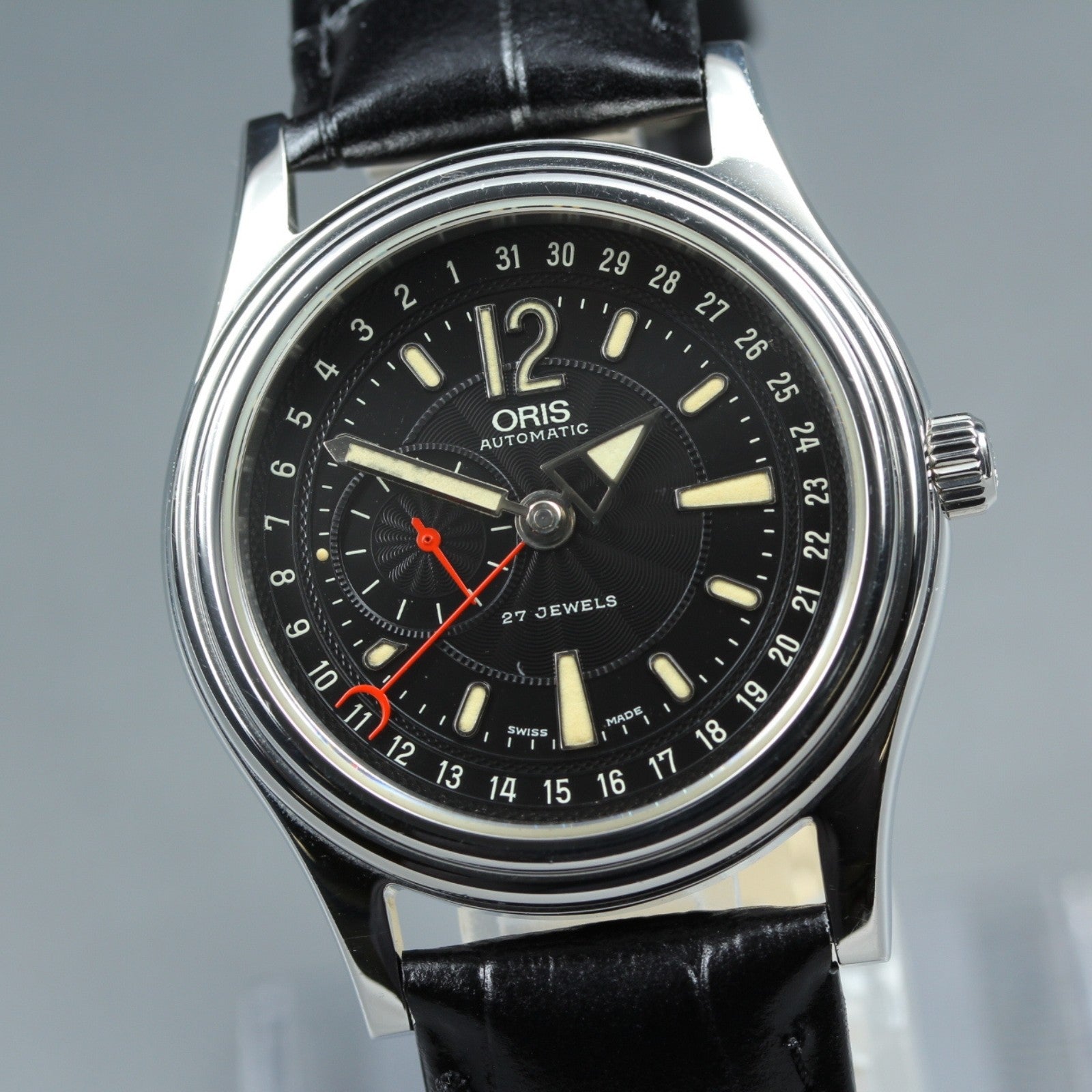 Vintage ORIS Pointer Date 7476 Automatic Black Date Men's Watch 37mm From JAPAN