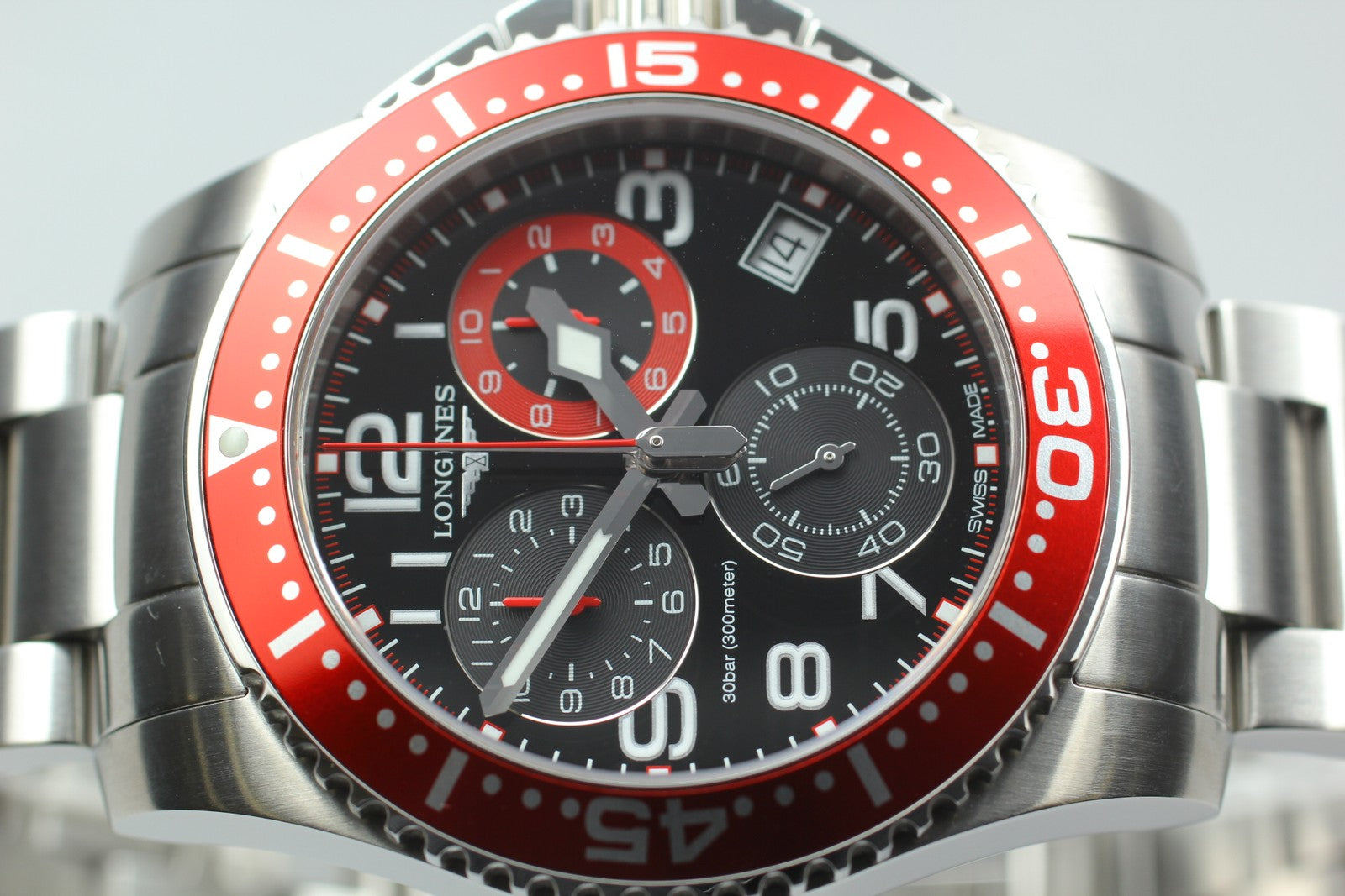 LONGINES Admiral L3.690.4 Chronograph Black Dial Quartz Men's Watch 40mm JP Box