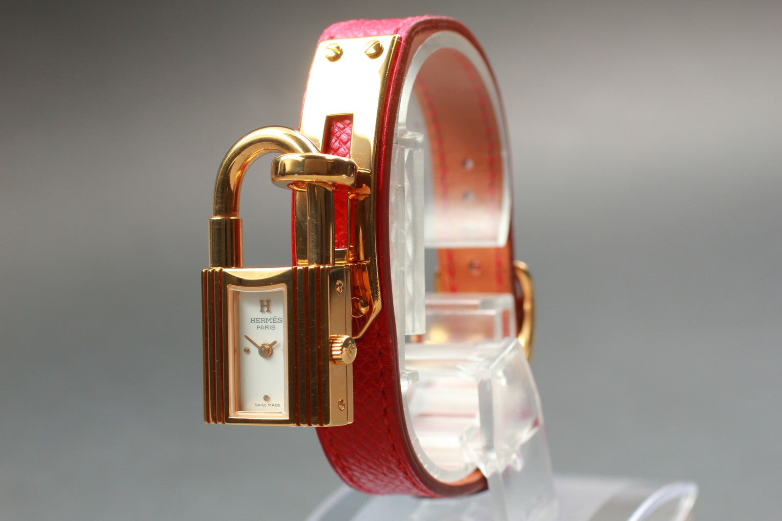 Vintage [Exc+5 Box] HERMES Kelly Watch Gold Red "B" Woman's Quartz Watch JAPAN