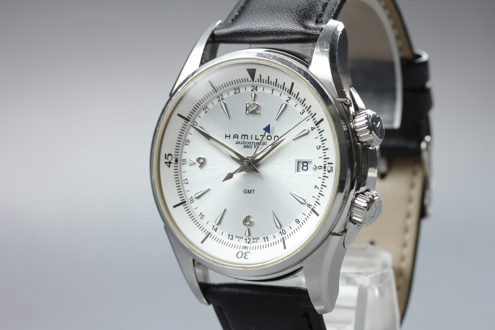 overhauled HAMILTON Jazzmaster Traveler H326250 Silver Men's Date Automatic GMT