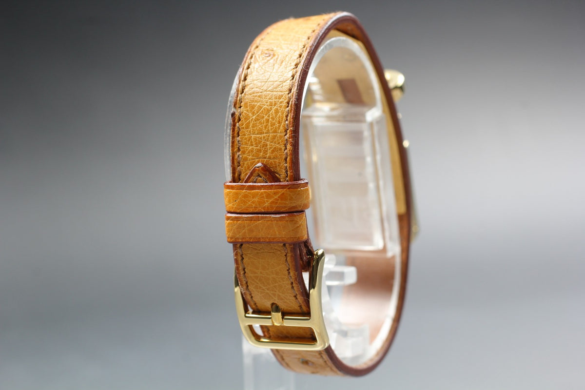 HERMES Kelly Watch Gold Brown Leather "Z" Woman's Quartz Watch Vintage [Box]
