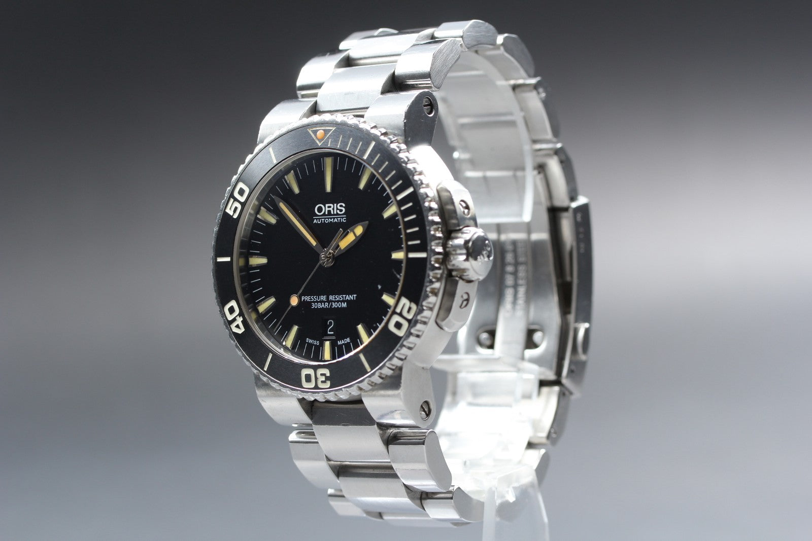 [Exc+5] ORIS Aquis 7653 Date black Dial Automatic Men's Watch 43mm From JAPAN