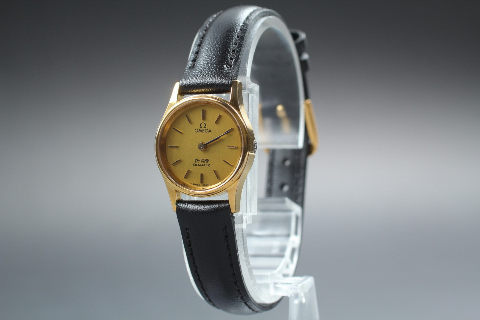 Vintage [Exc+5] OMEGA De Ville Cal.1353 591.0019 Gold Black Quartz Women's Watch