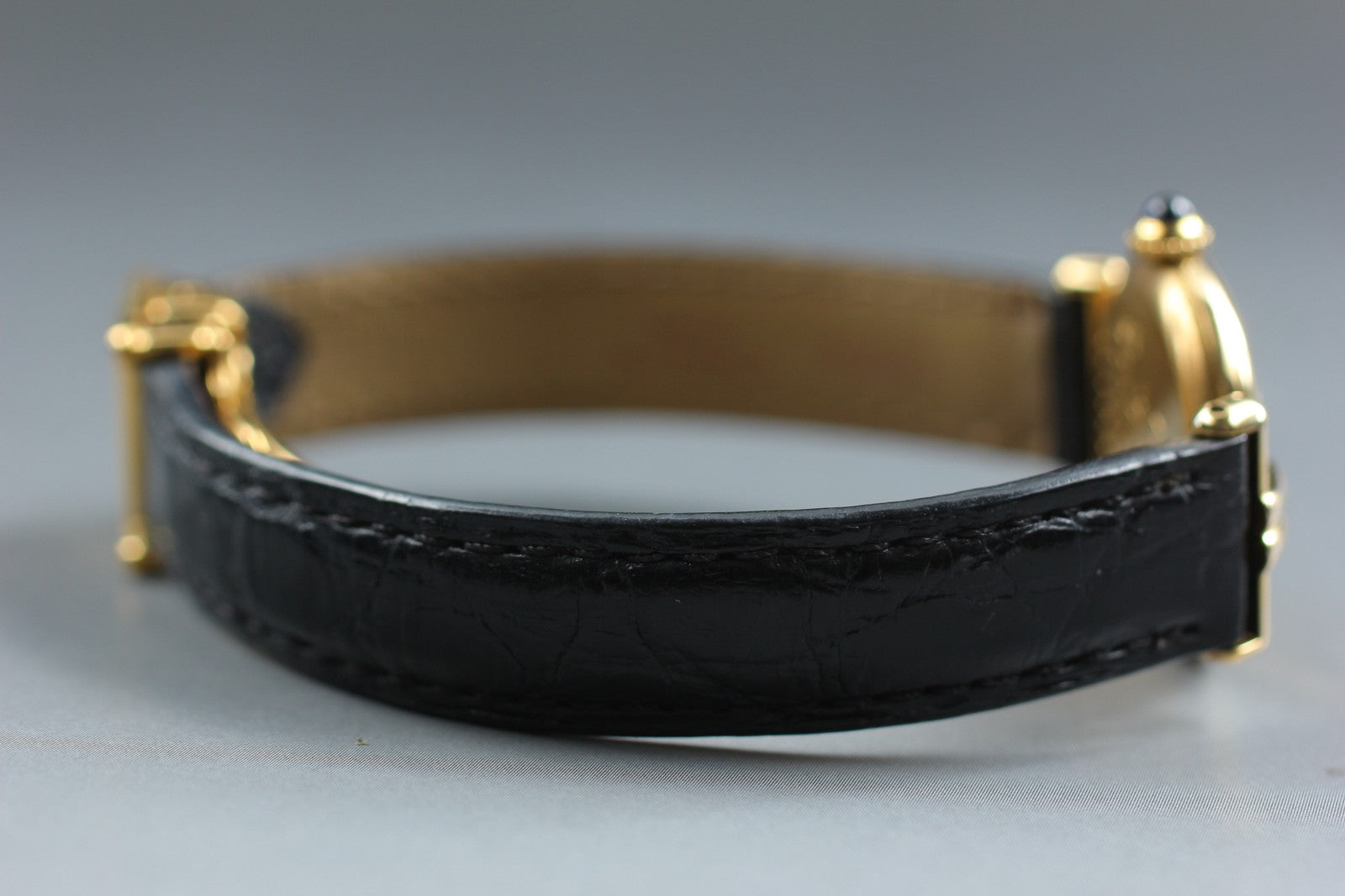 Vintage[Exc+5] Cartier Must Colisee Vermeil 1902 Gold Black Women's Quartz Watch