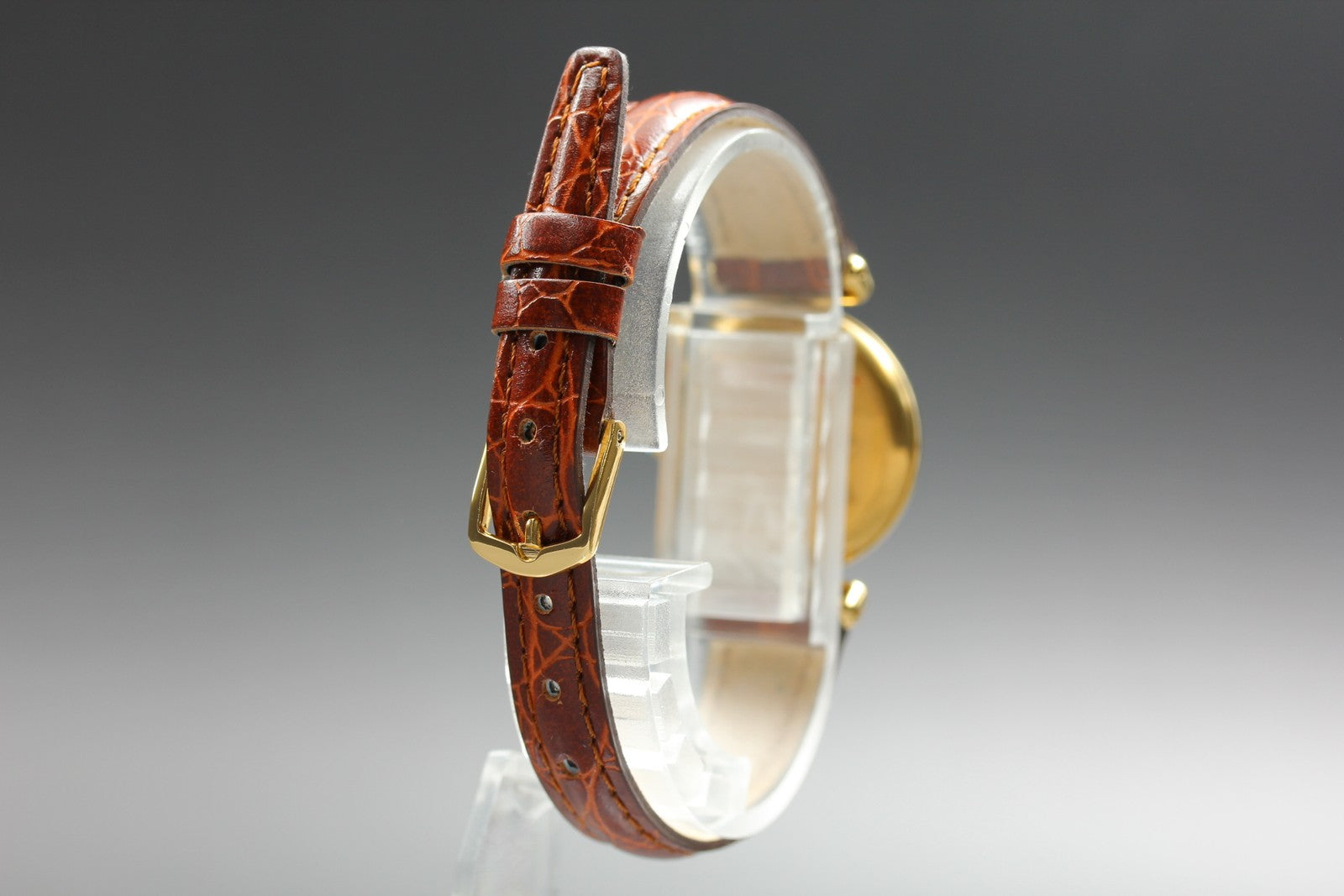 Vintage Cartier Must Colisee Vermeil 590002 Gold Brown Women's Qz Watch [Box]