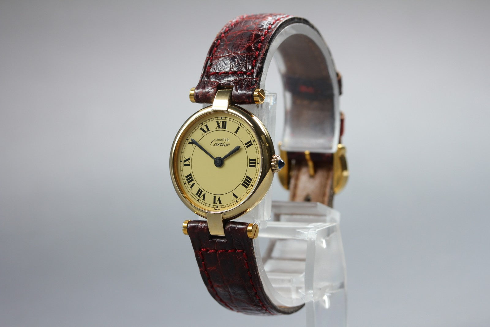 Vintage [Exc+4 Box] Cartier Must Vendome Vermeil Gold 23mm Women's Quartz Watch