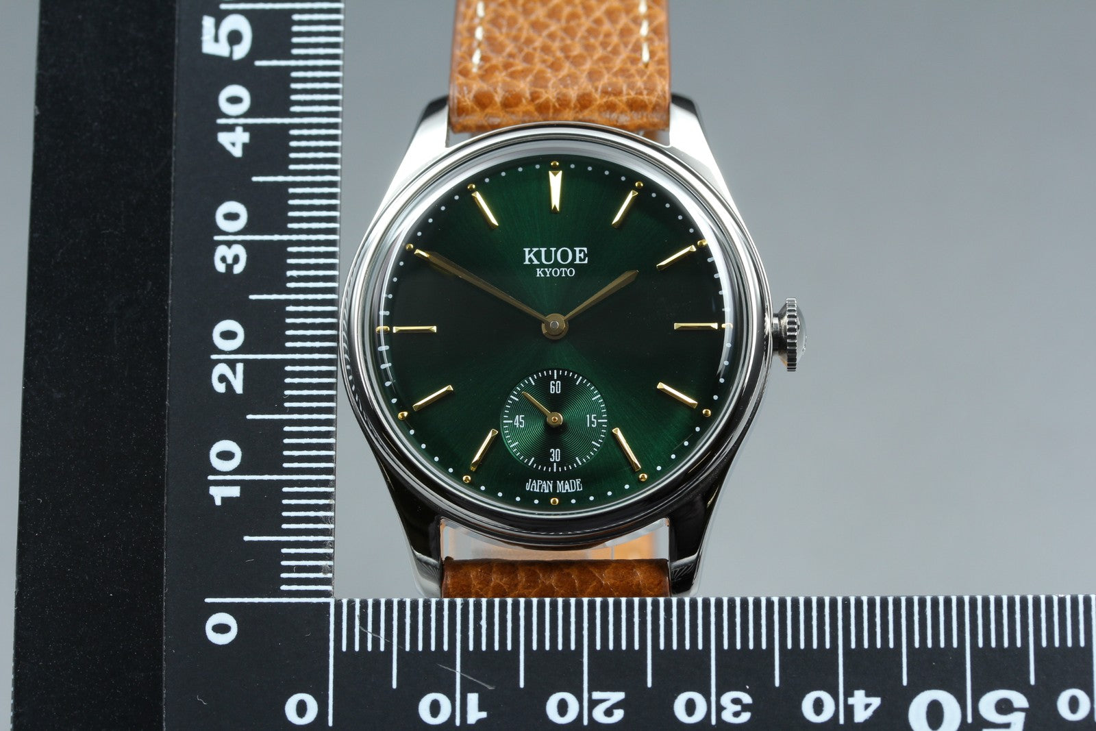 KUOE KYOTO OLD SMITH 90-001 34mm Green Dial Brown Quartz Men's Watch [Box]