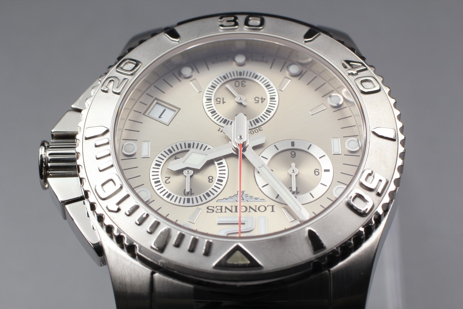 [Exc+5] LONGINES HydroConquest L3.672.4 Silver 40mm Qz Chronograph Men's Watch