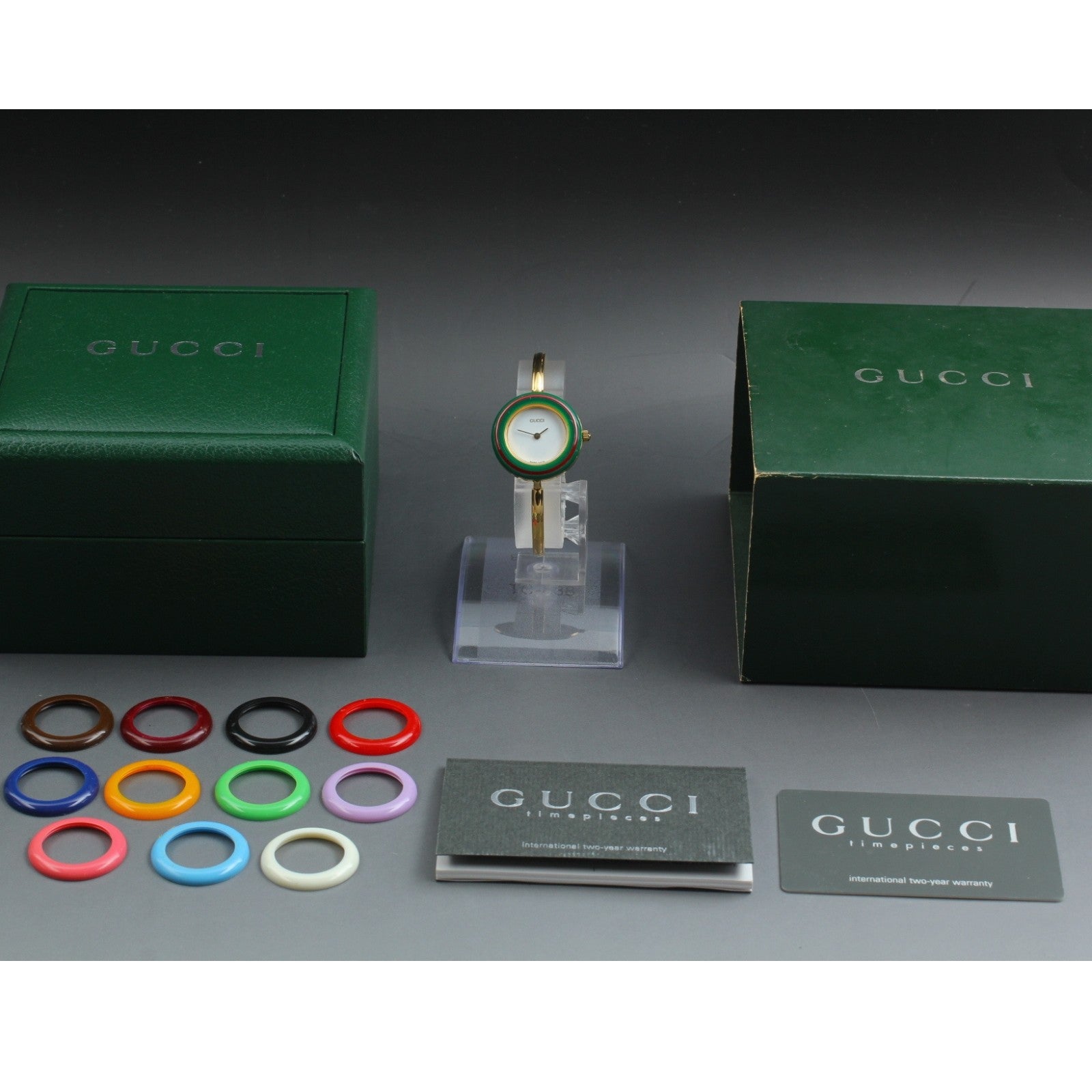 Vintage GUCCI change bezel 11/12.2 12color Quartz Women's Watch 26mm JAPAN box