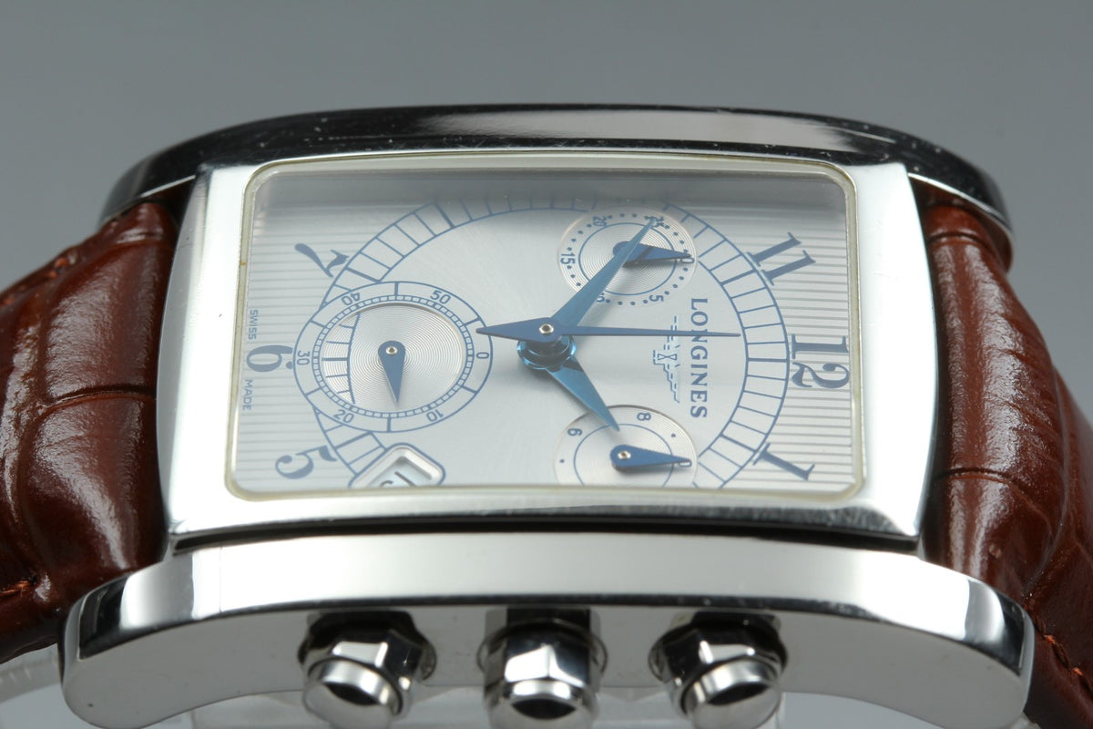 LONGINES Dolce Vita L5.656.4 Chronograph Quartz Silver Men's Watch 28mm JAPAN