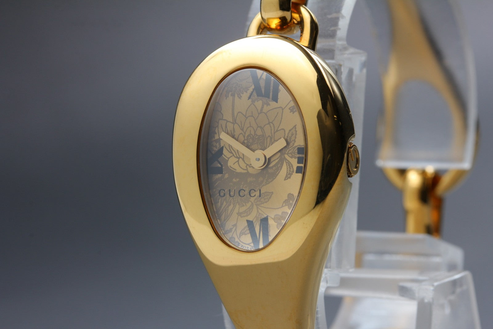 [Exc+5 Box] Gucci 103 Horsebit Gold Floral Dial 21 mm Woman's Quartz Watch