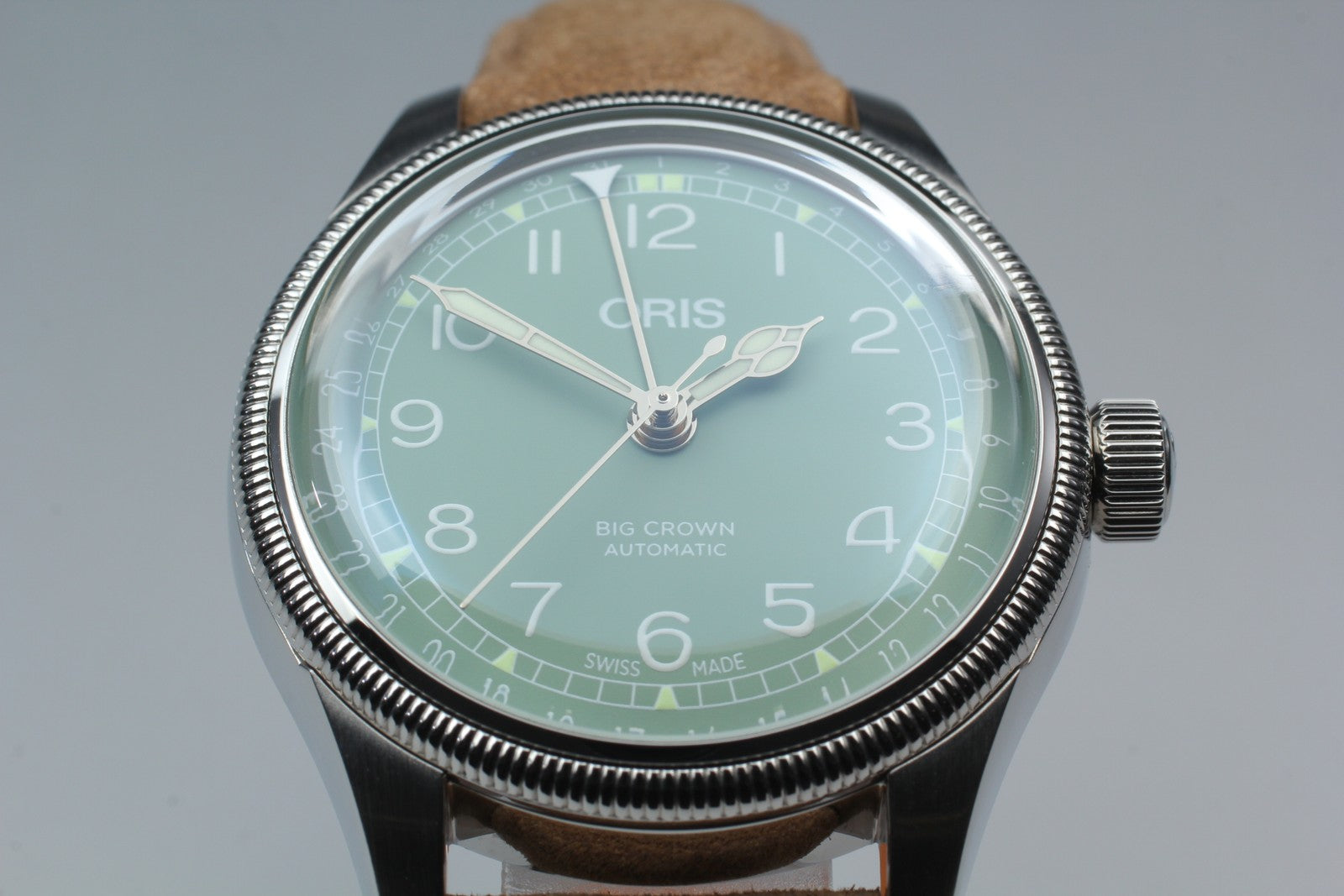 [Near MINT- Box] ORIS Big Crown Pointer Date 7749 Green 35mm AT Unisex Watch
