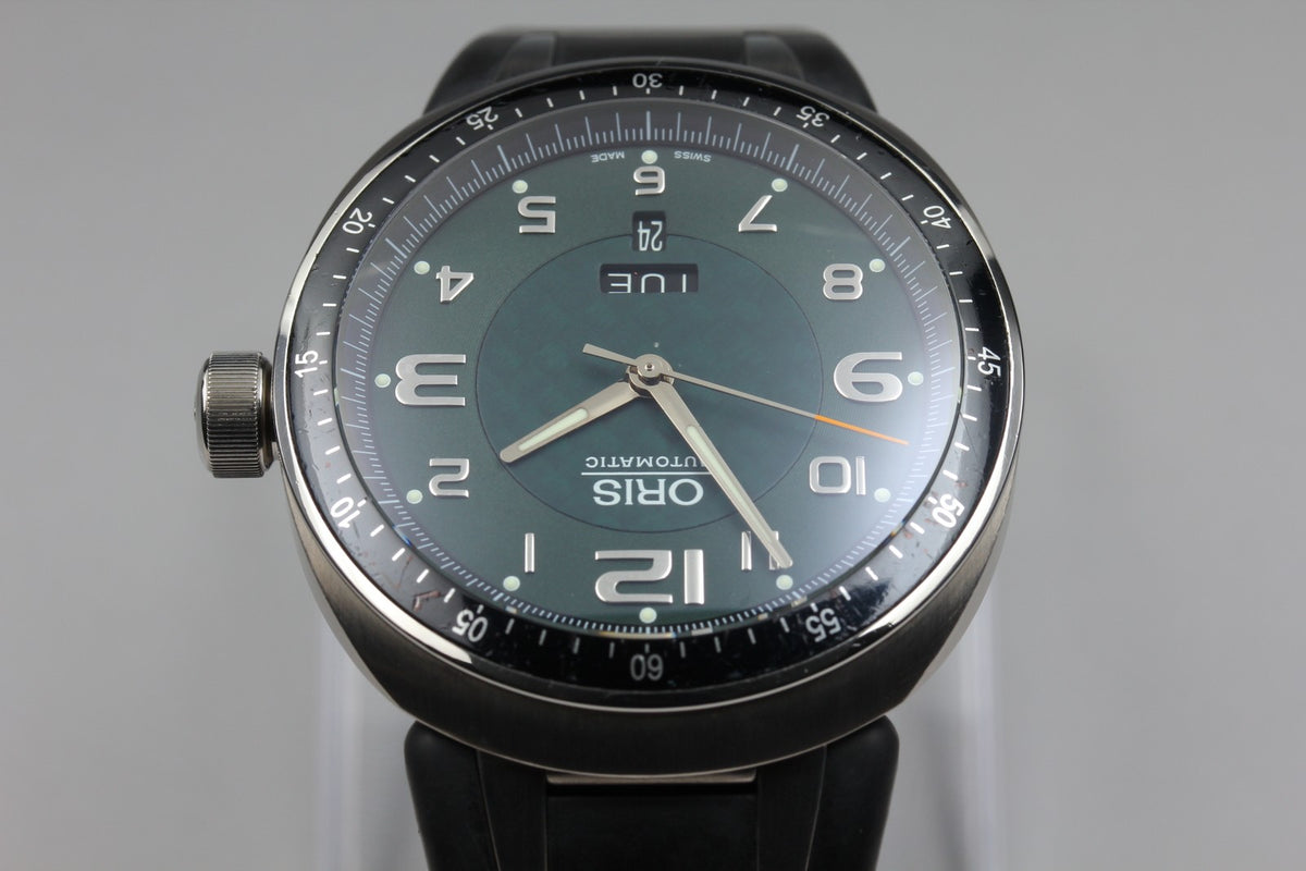 ORIS TT3 7589 Day Date Titanium Green Dial Black 44mm Automatic Men's Watch