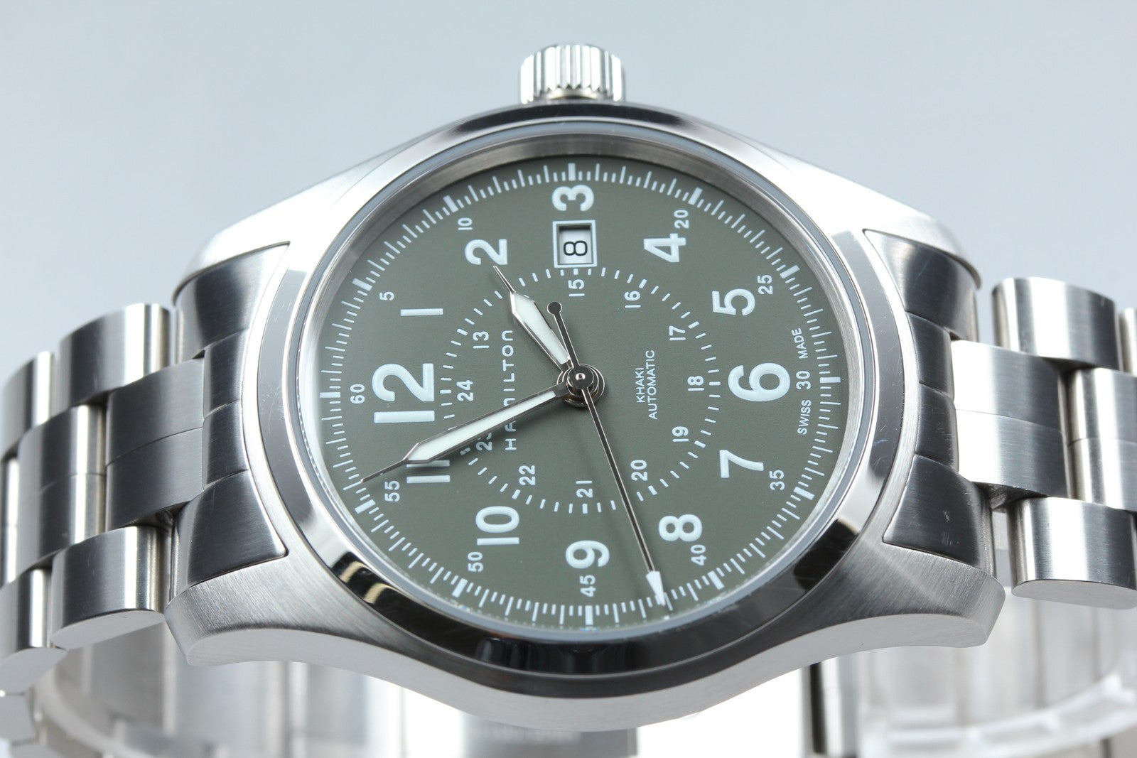 [Near MINT- Box] Hamilton Khaki Field H706050 Green Date 42mm AT Men's Watch