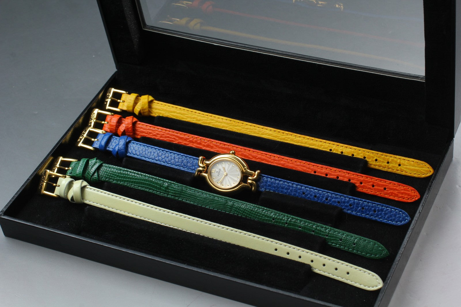 FENDI 640L Chameleon 5 Colors Belt Gold Women's Quartz Watch Vintage [Box]