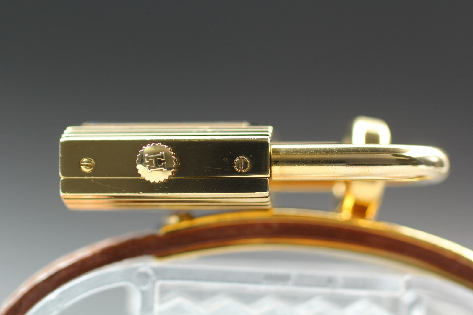Vintage HERMES Kelly Watch Gold Brown Leather "U" Woman's Quartz Watch [Box]