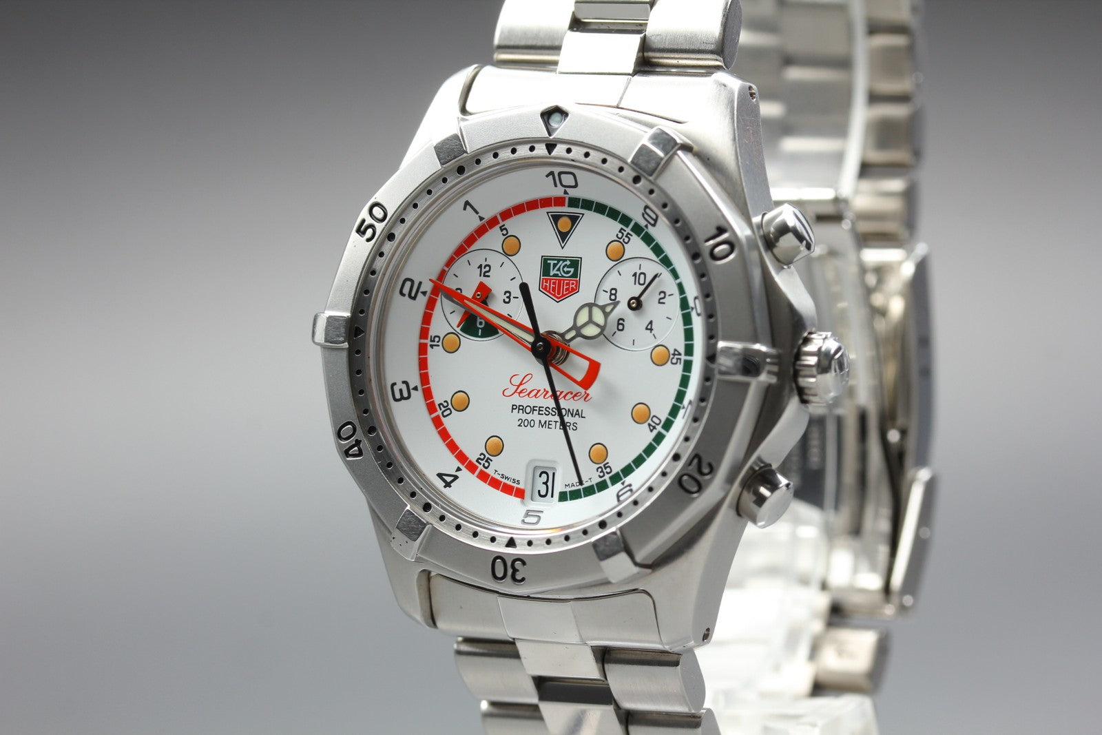 TAG HEUER Regatta CK111R Chronograp Quartz White Dial Men's Watch 39mm JAPAN Box