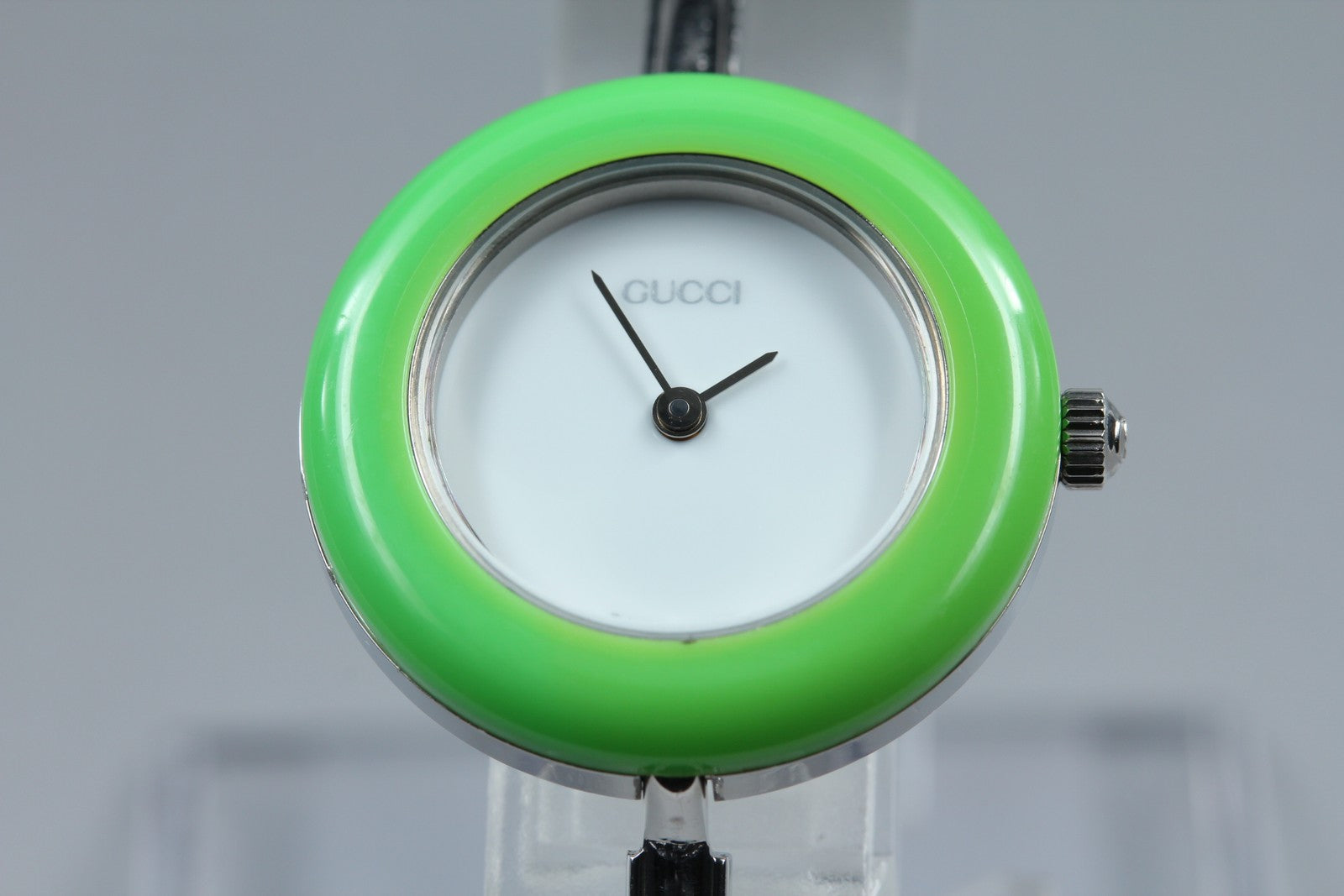 Vintage Gucci Change Bezel 11/12.2L Light Green Bezel Silver Women's Qz Watch