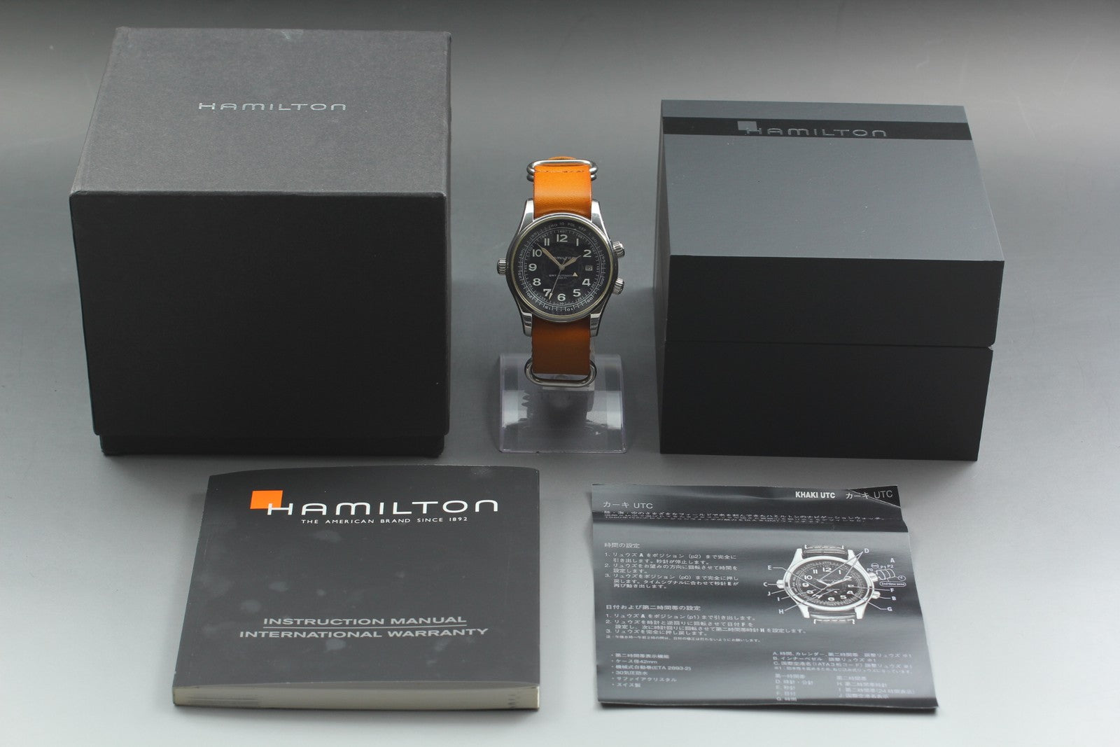 Hamilton Khaki UTC H775050 GMT Automatic Black Men's Watch 43mm JAPAN Box
