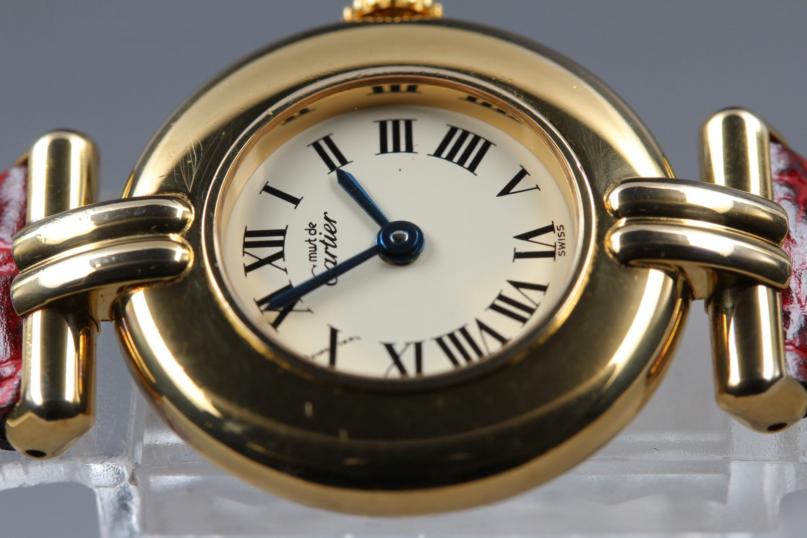 Vintage [Exc+5 Box] Cartier Must Colisee Vermeil 590002 Red Women's Quartz Watch