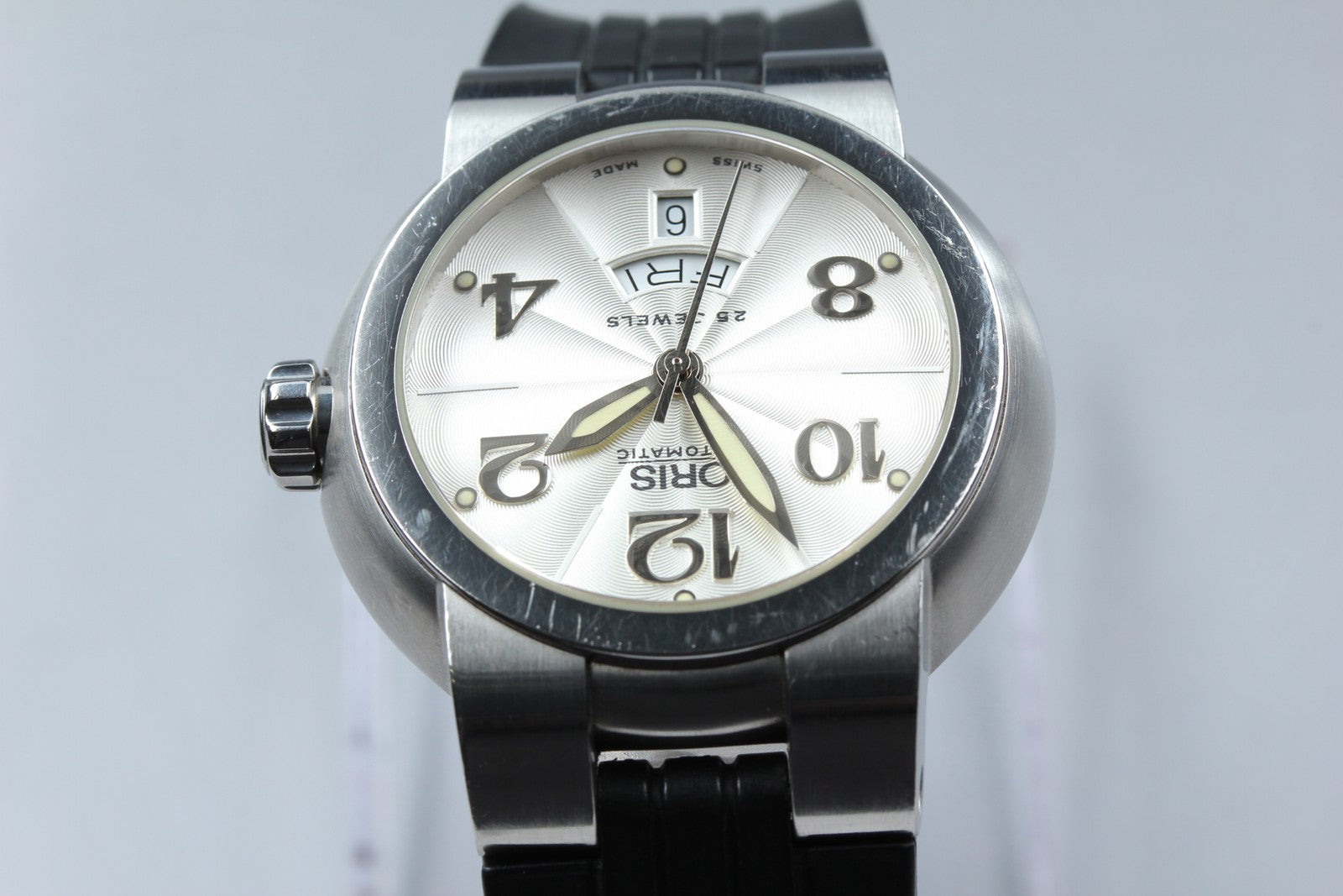 [Exc+5] ORIS TT1 Day Date 7517-41 Automatic 40mm Silver Black Men's Watch JAPAN