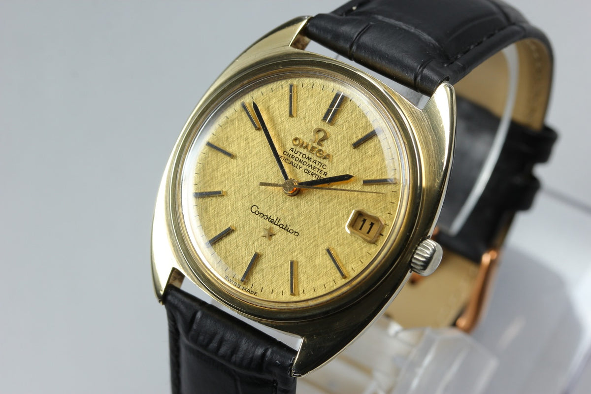 OMEGA Constellation 168.017 Cal.564 Gold Chronometer Date AT Mens Watch Vintage