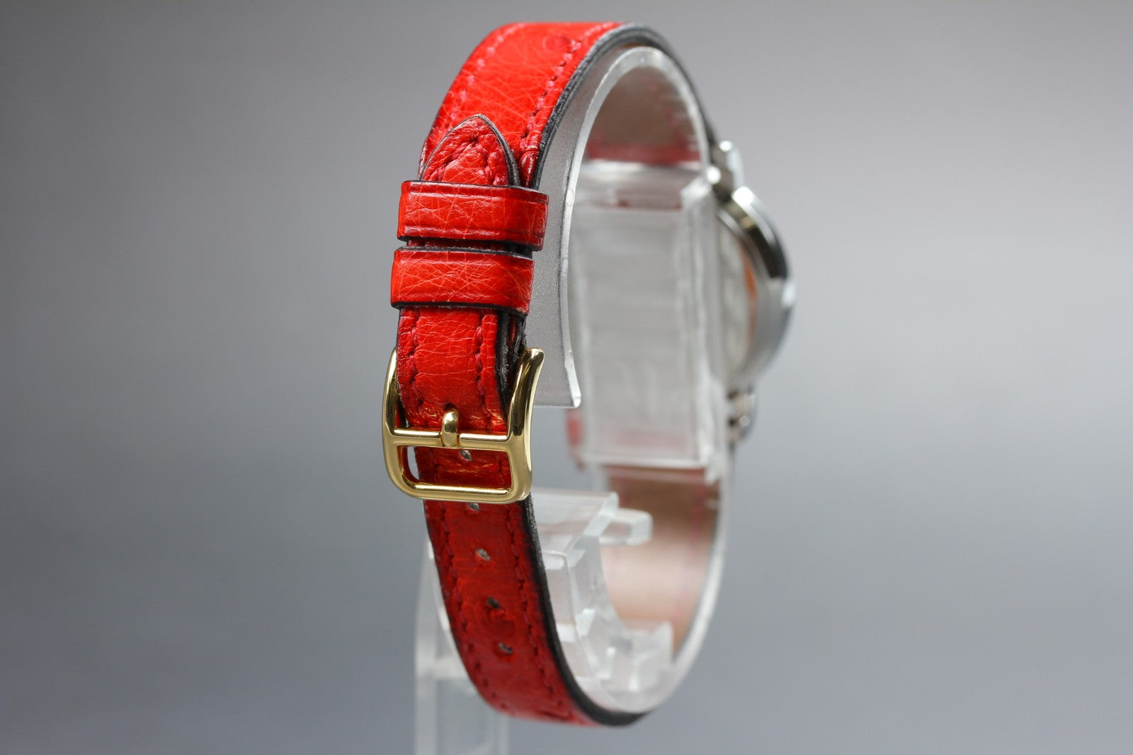 Vintage HERMES Sellier White Dial Red "T" 24mm Woman's Quartz Watch