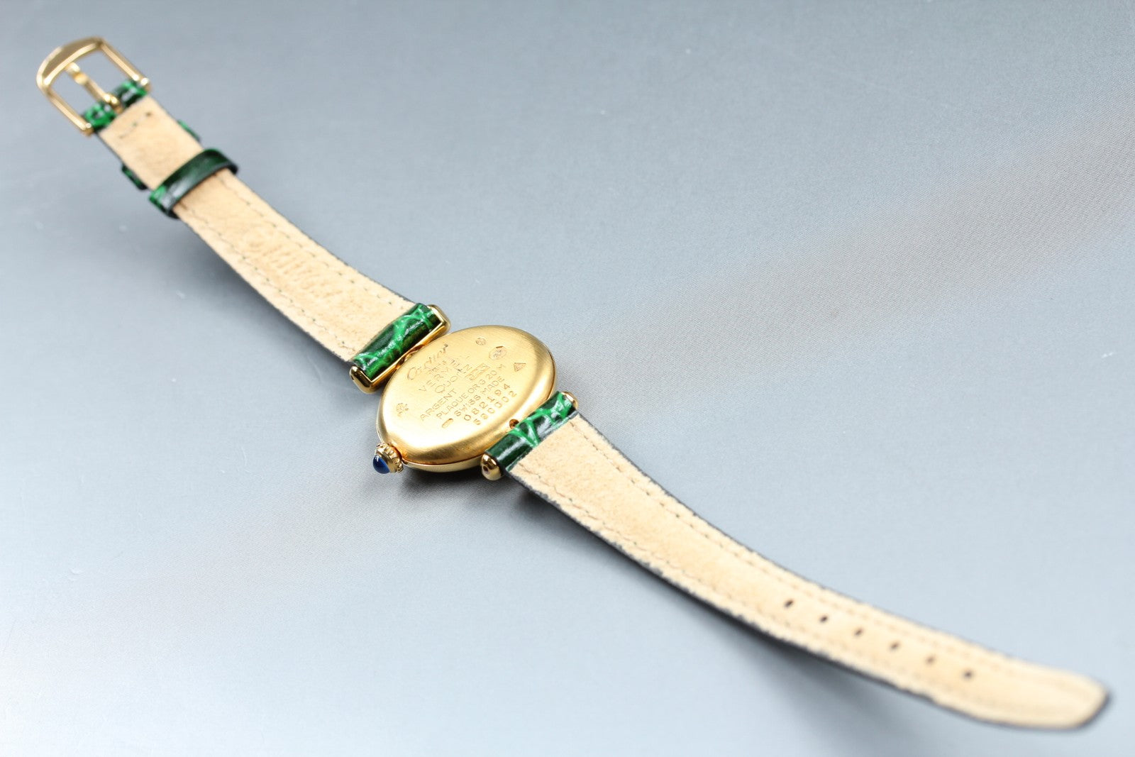 Vintage [w/Box] Cartier Must Colisee Vermeil 590002 Green Women's Quartz Watch