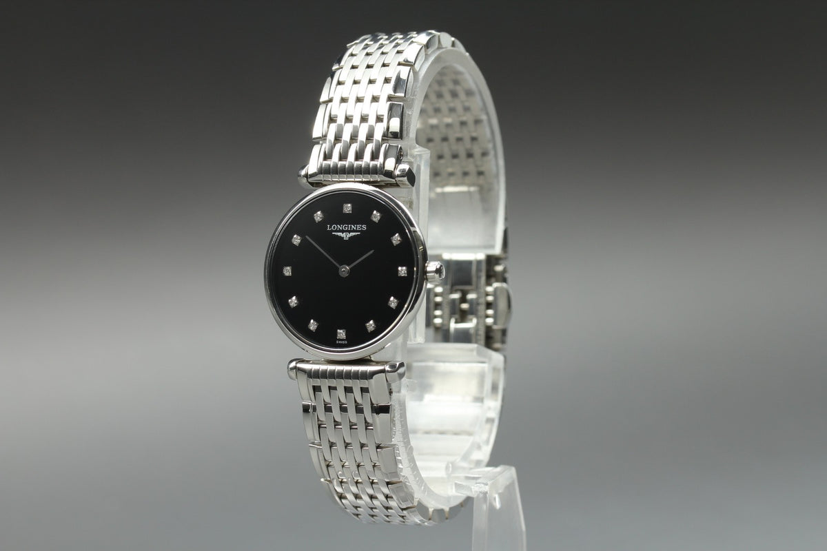 LONGINES La Grande Classique L4.209.4 Black 12P Diamond 23mm Women's Qz Watch
