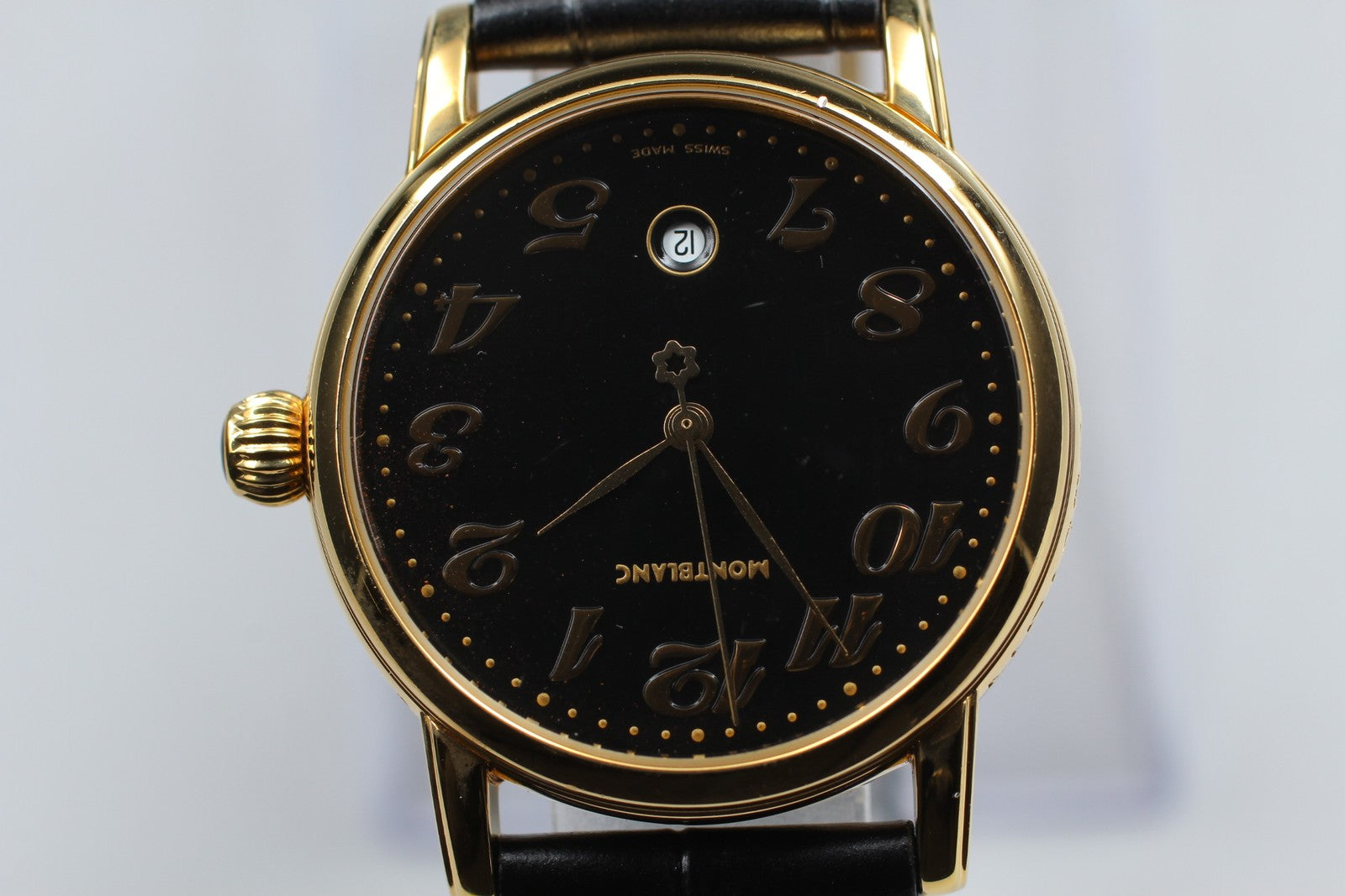 [Exc+5] Montblanc Meisterstuck 7005 Black Dial Gold Unisex Quartz Watch JP