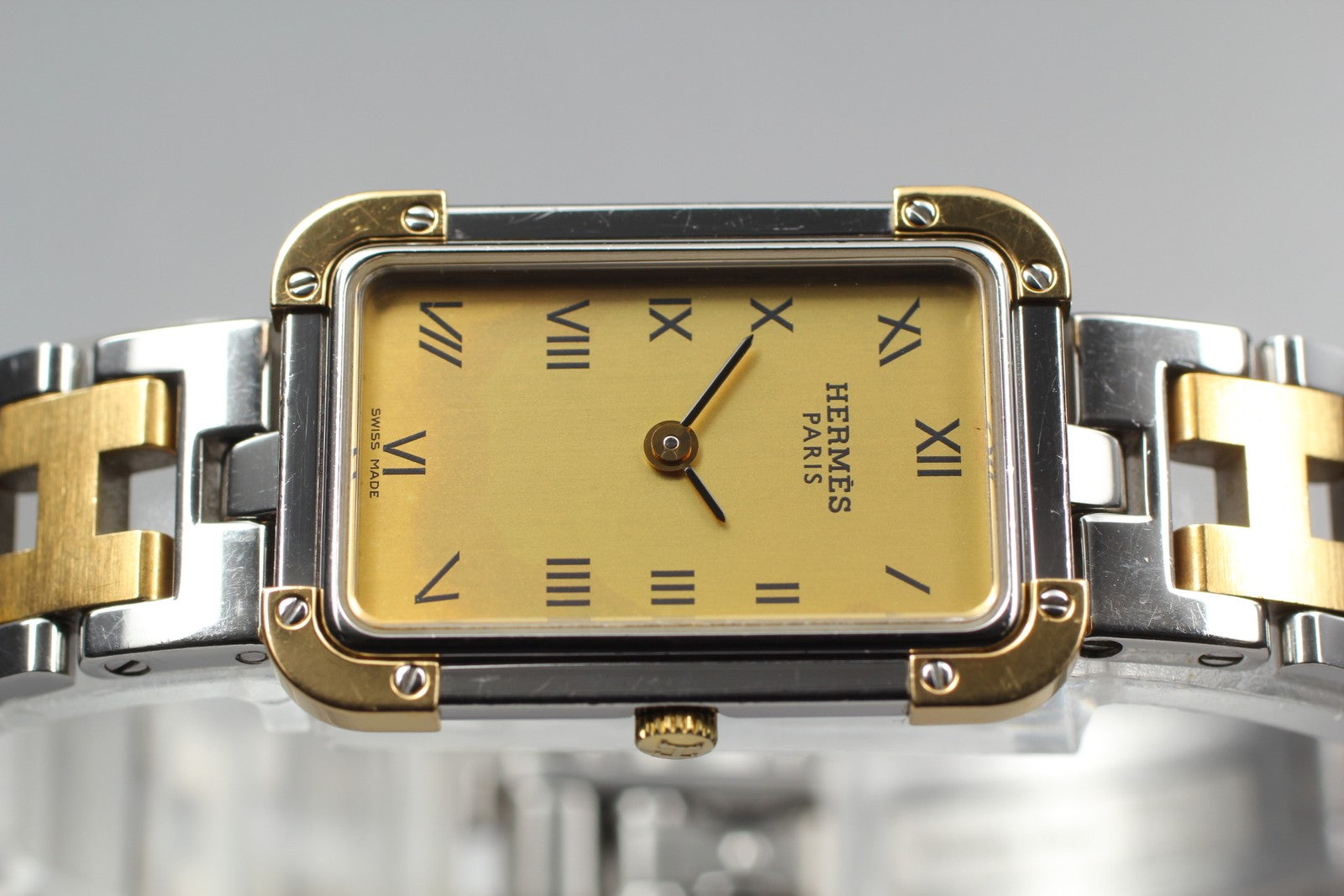 Vintage [Exc+5] HERMES Croisiere CR1.220 Gold Dial 18mm Women's Quartz Watch