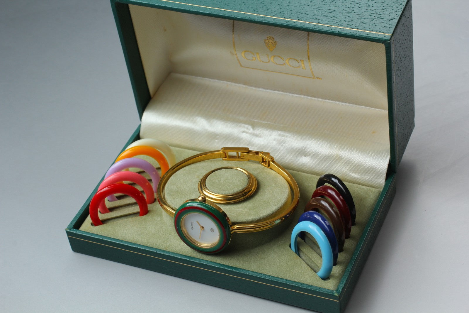 Vintage [Exc+5 Box] Gucci Change Bezel 11/12 12 Colors Women's Quartz Watch