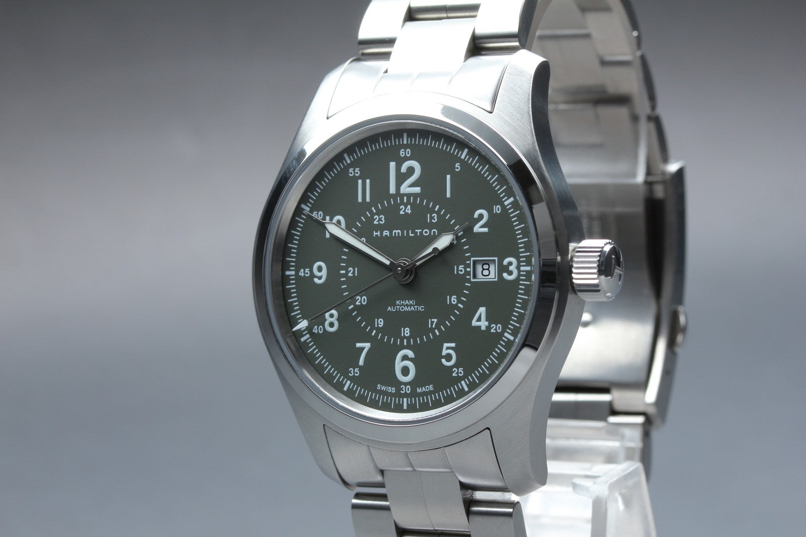 [Near MINT- Box] Hamilton Khaki Field H706050 Green Date 42mm AT Men's Watch
