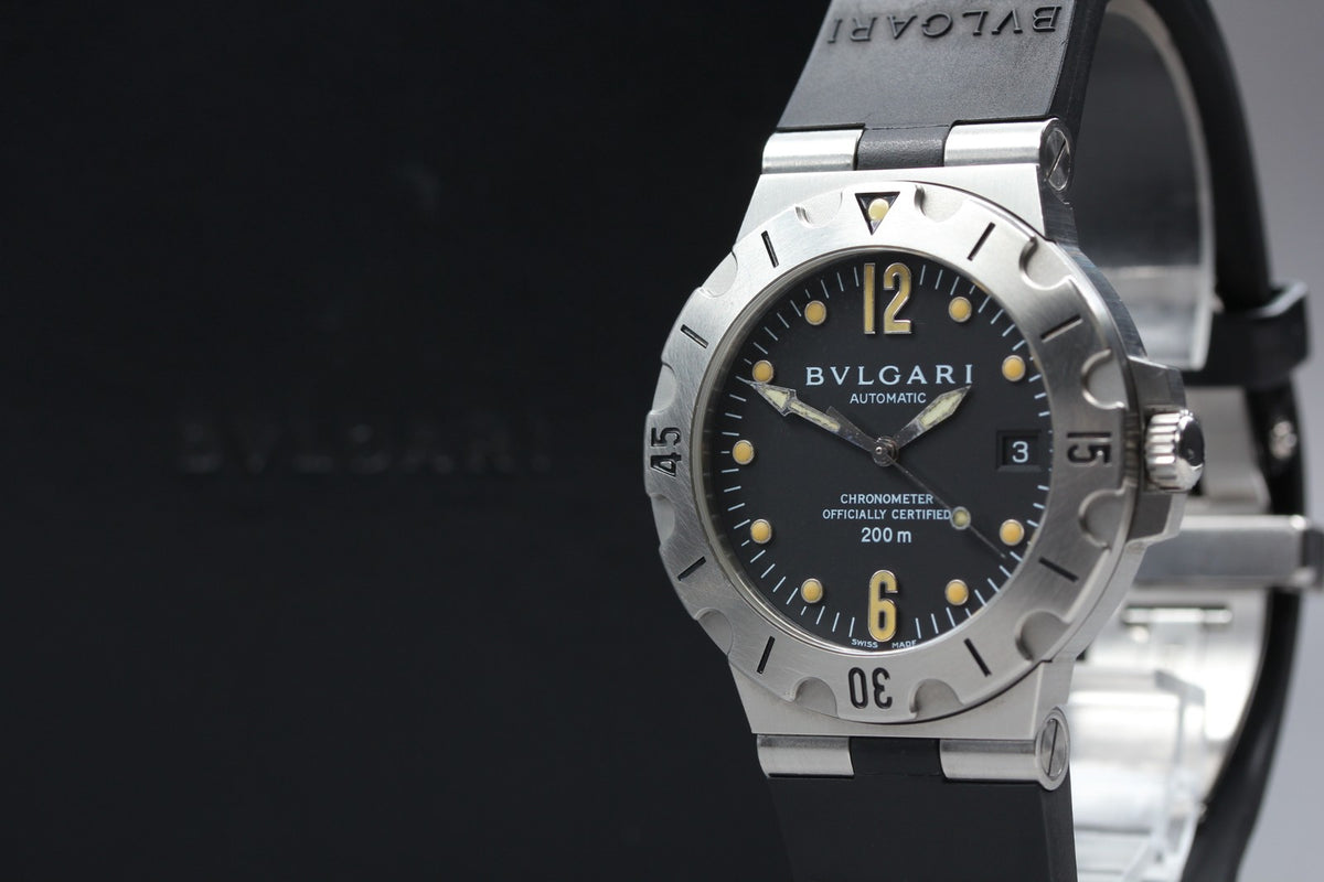 BVLGARI Diagono Scuba SD38S Black Dial Rubber 38mm Automatic Men's Watch [Box]