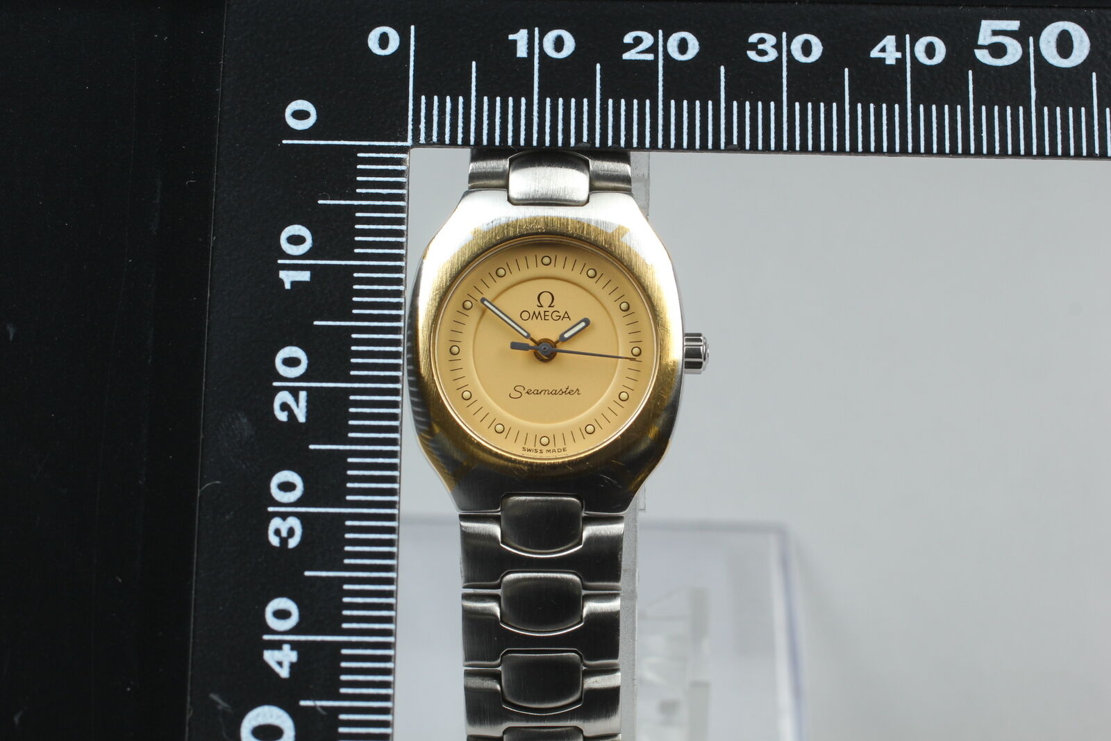 [Near MINT] OMEGA Seamaster Polaris Gold Dial 22mm Woman's Quartz Watch JAPAN