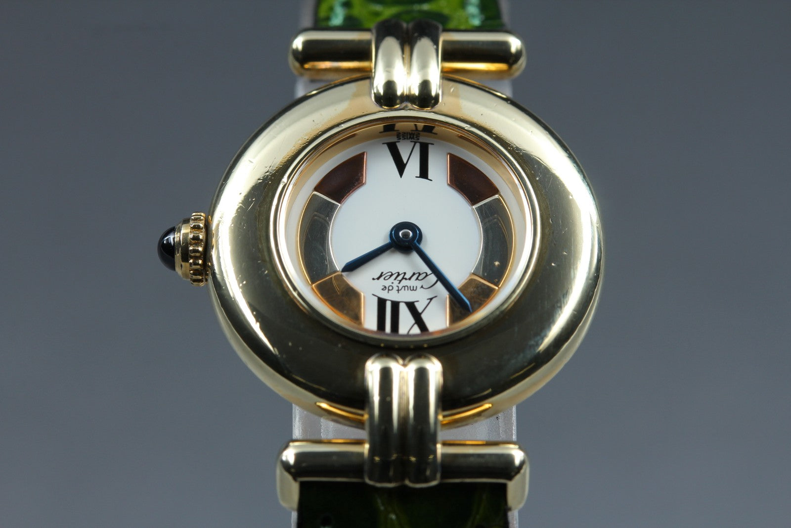 Vintage [Exc+5] Cartier Must Colisee Vermeil 590002 Green Women's Quartz Watch