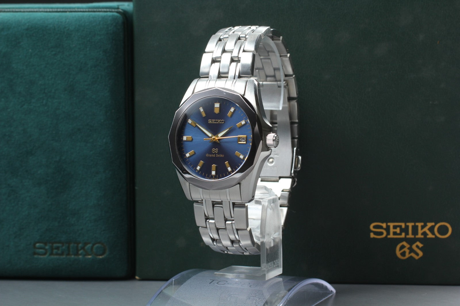 [Near MINT- Box] Grand SEIKO GS 8J56-8000 SBGF003 Blue 36mm Men's Qz Watch JAPAN