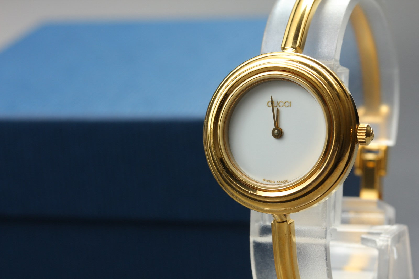 [Overhauled] Gucci Change Bezel 11/12.2 Gold Bangle Women's Quartz Watch Vintage