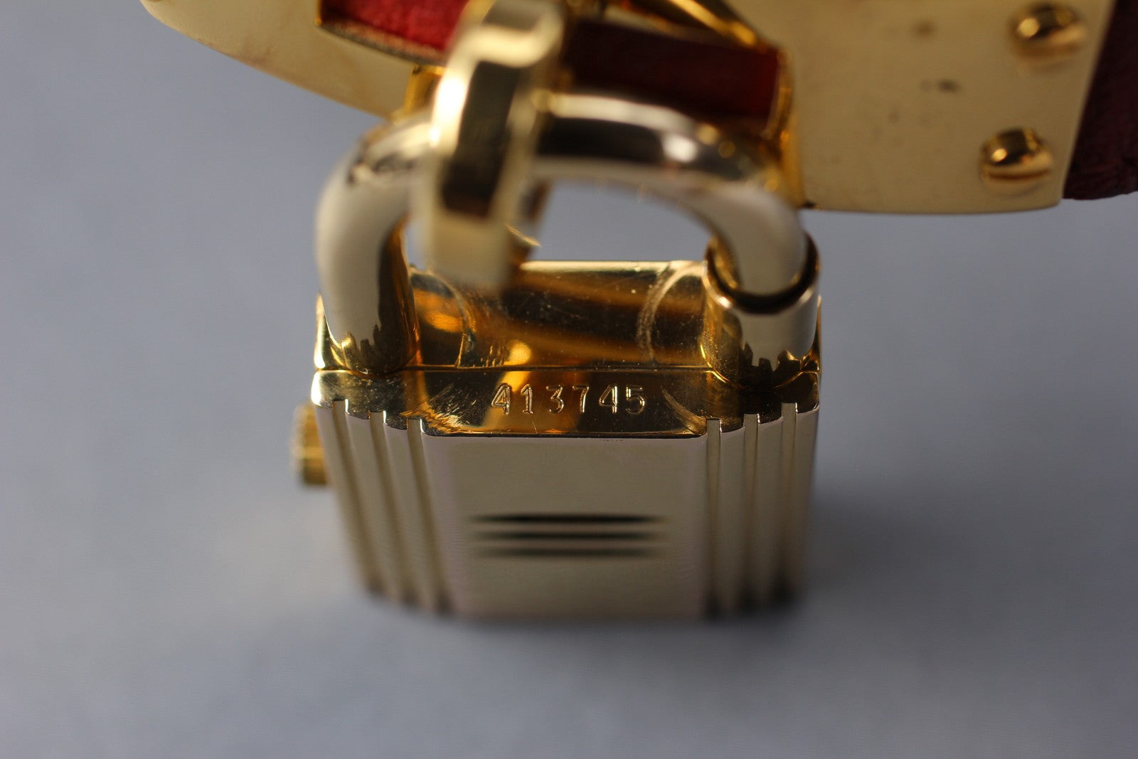 Vintage [Exc+5 Box] HERMES Kelly Watch Gold Red "U" Woman's Quartz Watch JAPAN