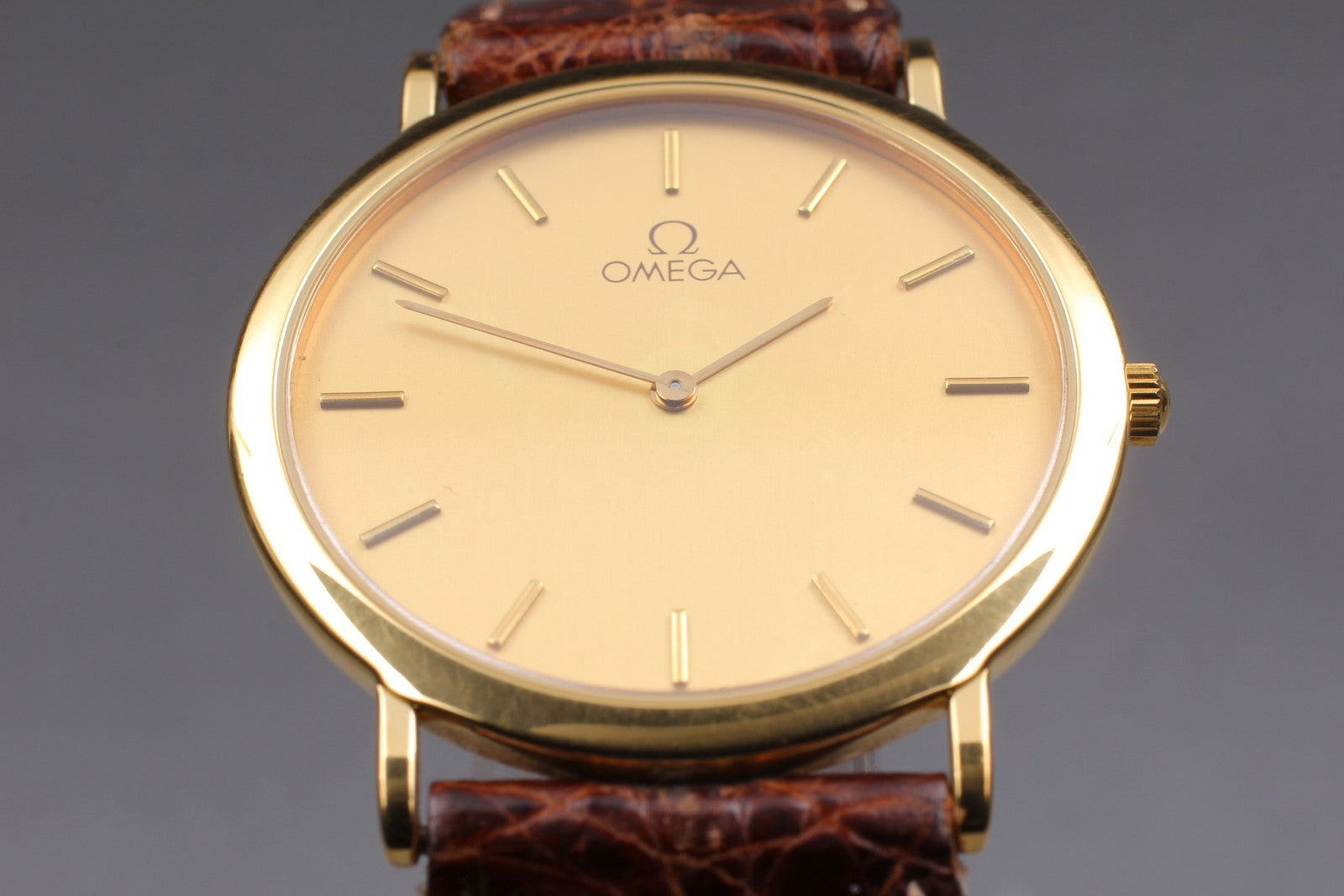OMEGA DeVille 1378 195.0075.2 Gold Dial Quartz Men's Watch 32mm From JAPAN