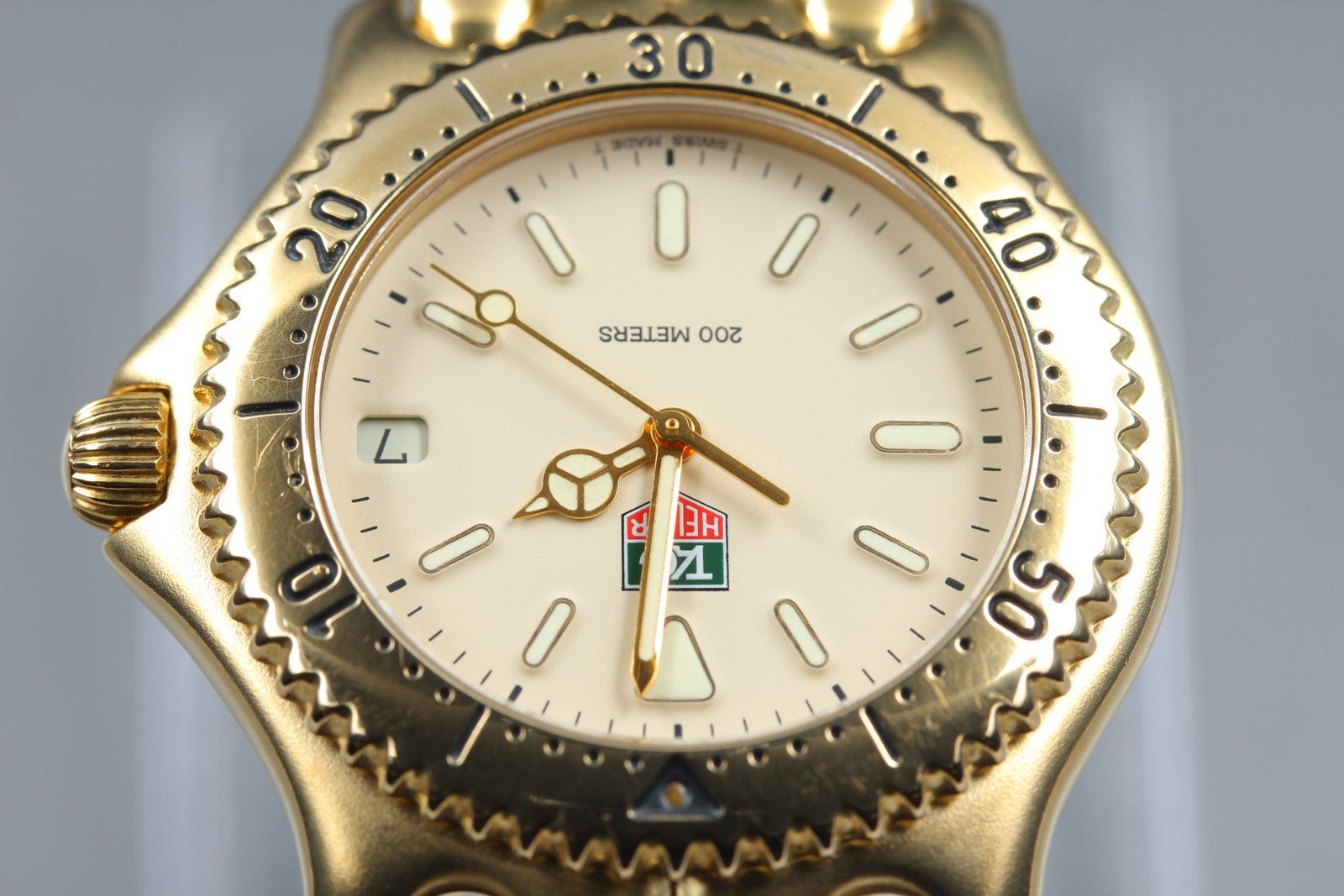 Vintage TAG Heuer S/el S94.706M Date 37mm Gold Cream Dial Men's Quartz Watch