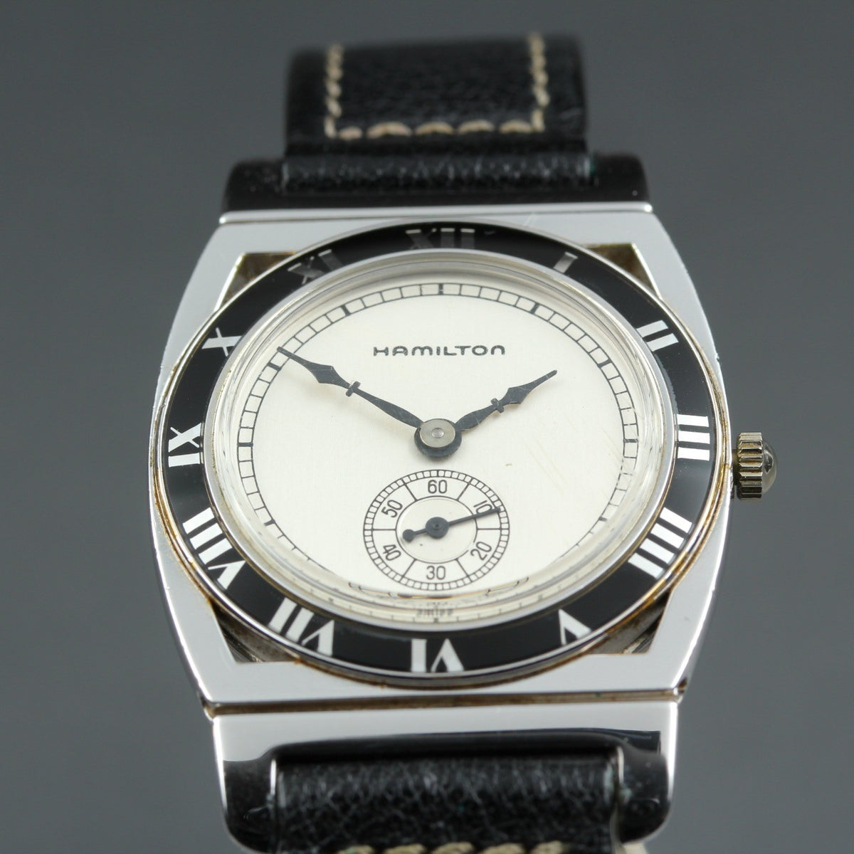 Vintage Hamilton piping Rock Quartz 18k White Gold EP Women's Watch 29mm JAPAN