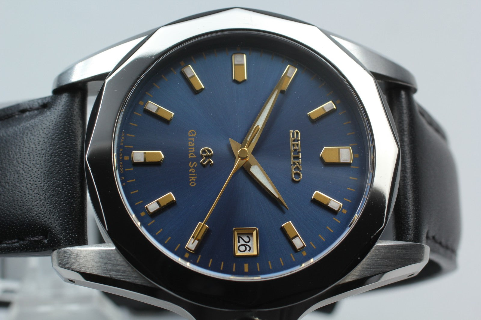 New Batt* SEIKO Grand Seiko 8J56-8000 SBGF003 Blue Quartz Men's Watch 36mm Exc+5