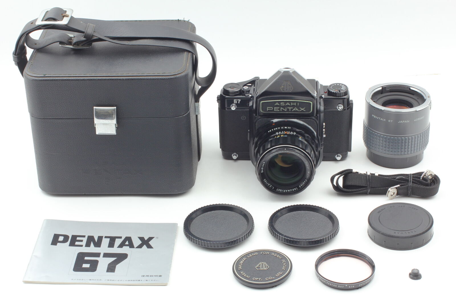 [N MINT w/Case ] Pentax 67 Late Film Camera + T 105mm f2.4 Lens 6x7 From JAPAN