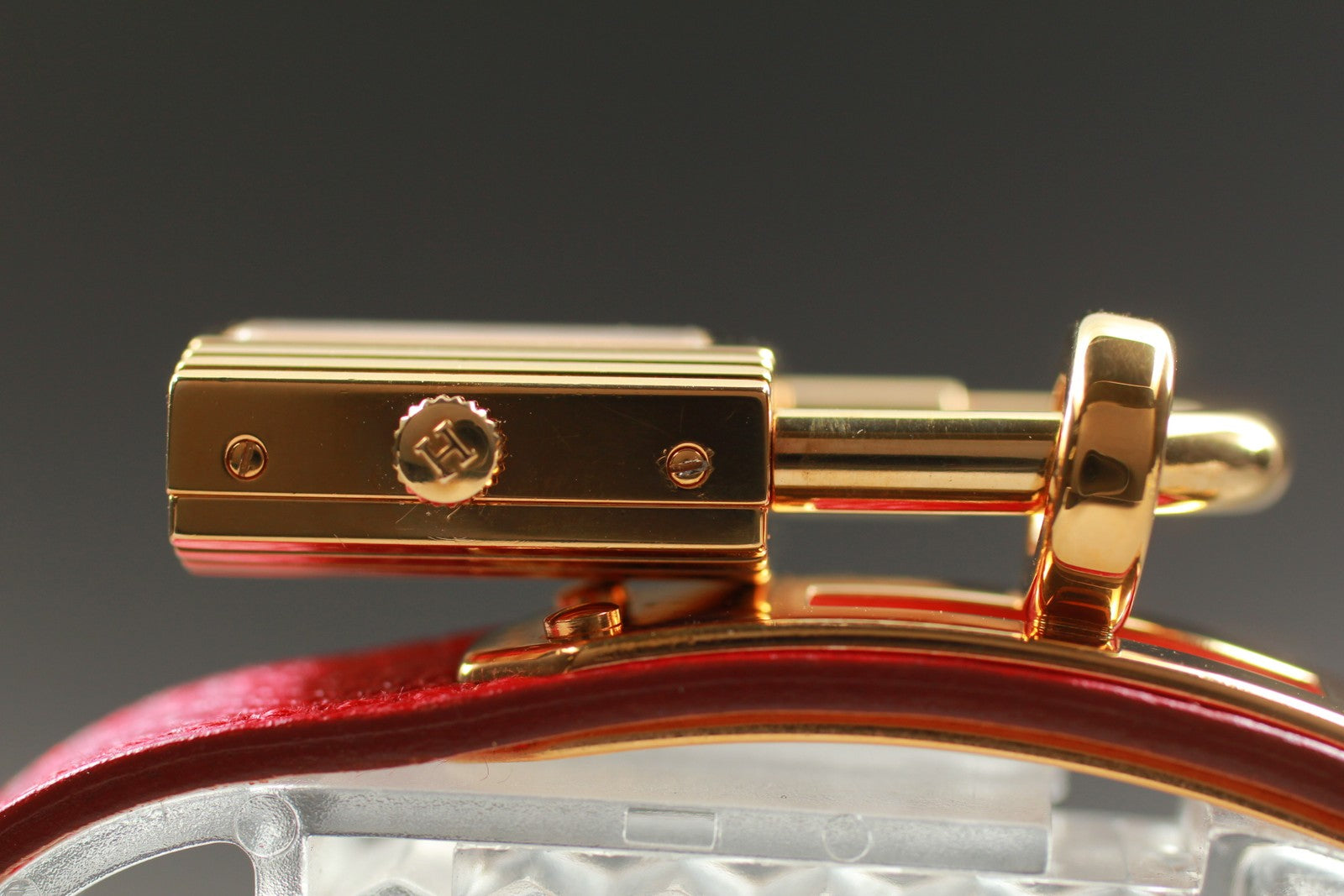 Vintage [Exc+5 Box] HERMES Kelly Watch Gold Red "B" Woman's Quartz Watch JAPAN