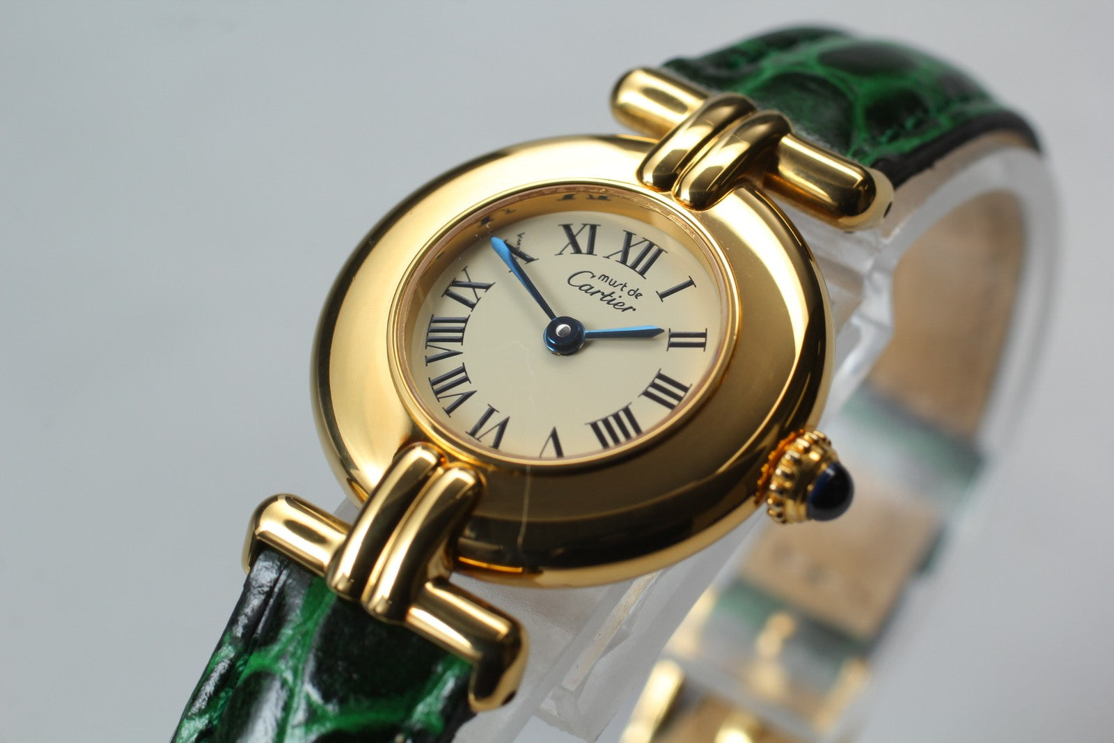 Vintage [Near MINT] Cartier Must Colisee Vermeil 590002 Green Women's Qz Watch