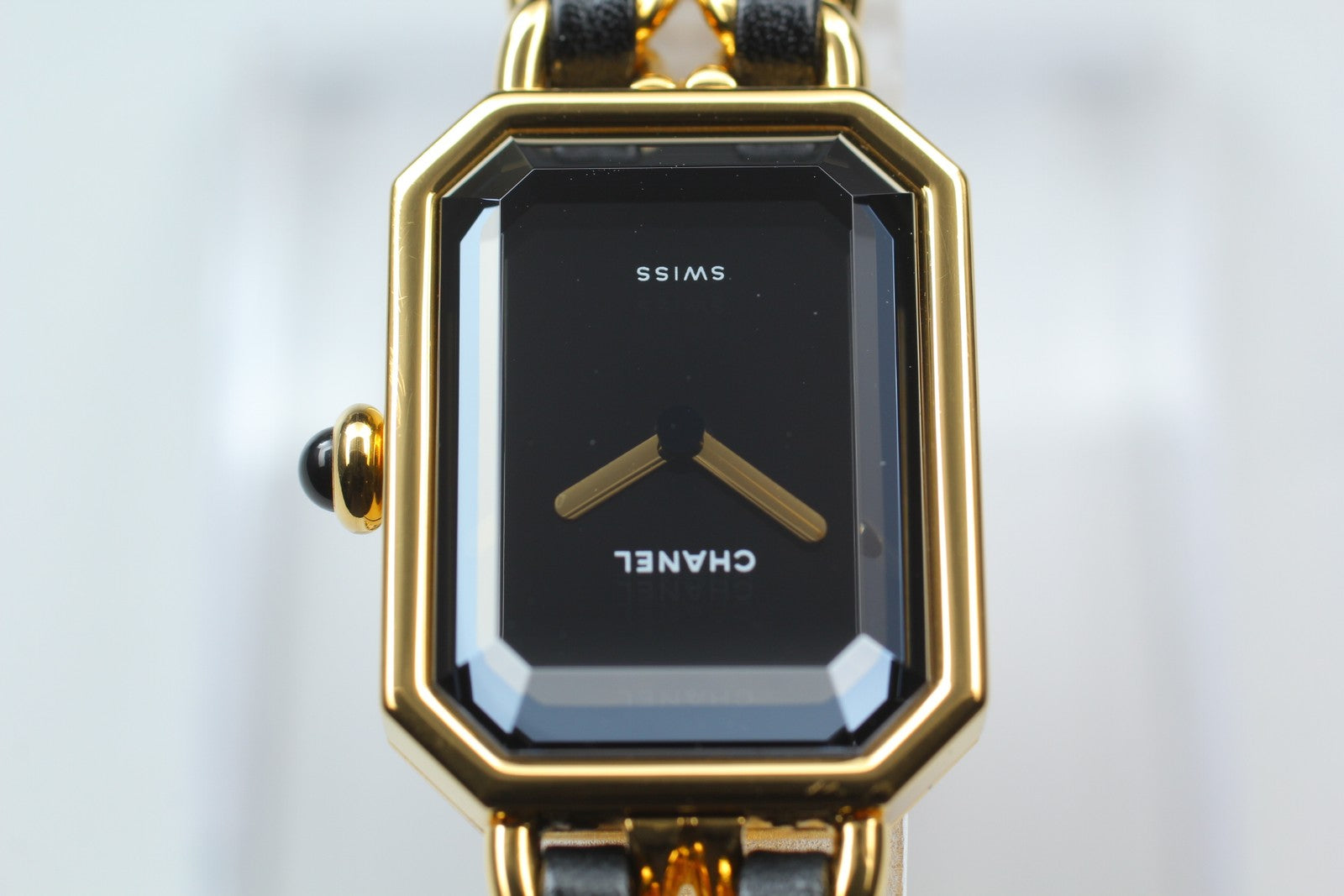 [Near MINT- Box] CHANEL Premiere L Size Black Dial 20mm Gold Quartz Womens Watch