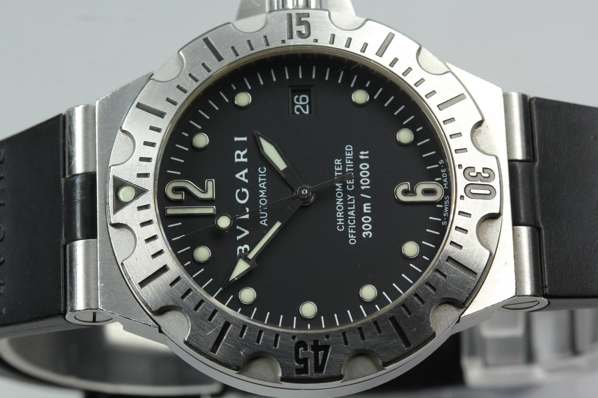 BVLGARI Diagono Scuba SD40S Date black Dial Automatic Men's Watch JAPAN Box