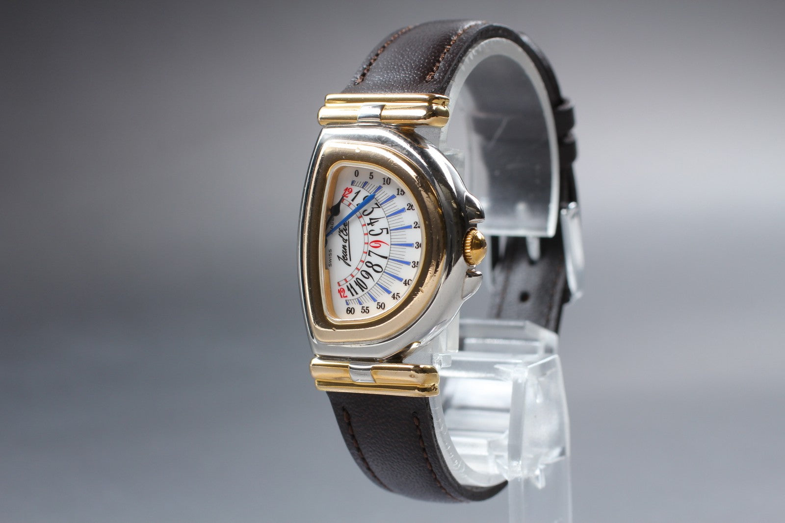 Vintage [Exc+5] Jean d'eve Sectora Gold 24mm Blue Women's Quartz Watch JAPAN